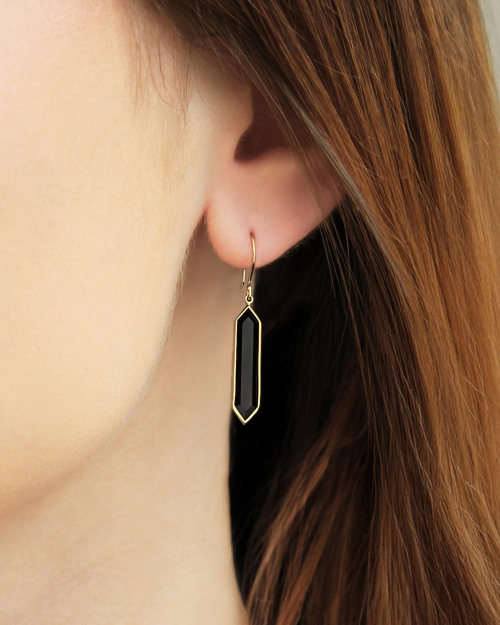 Hexagon Onyx Earrings