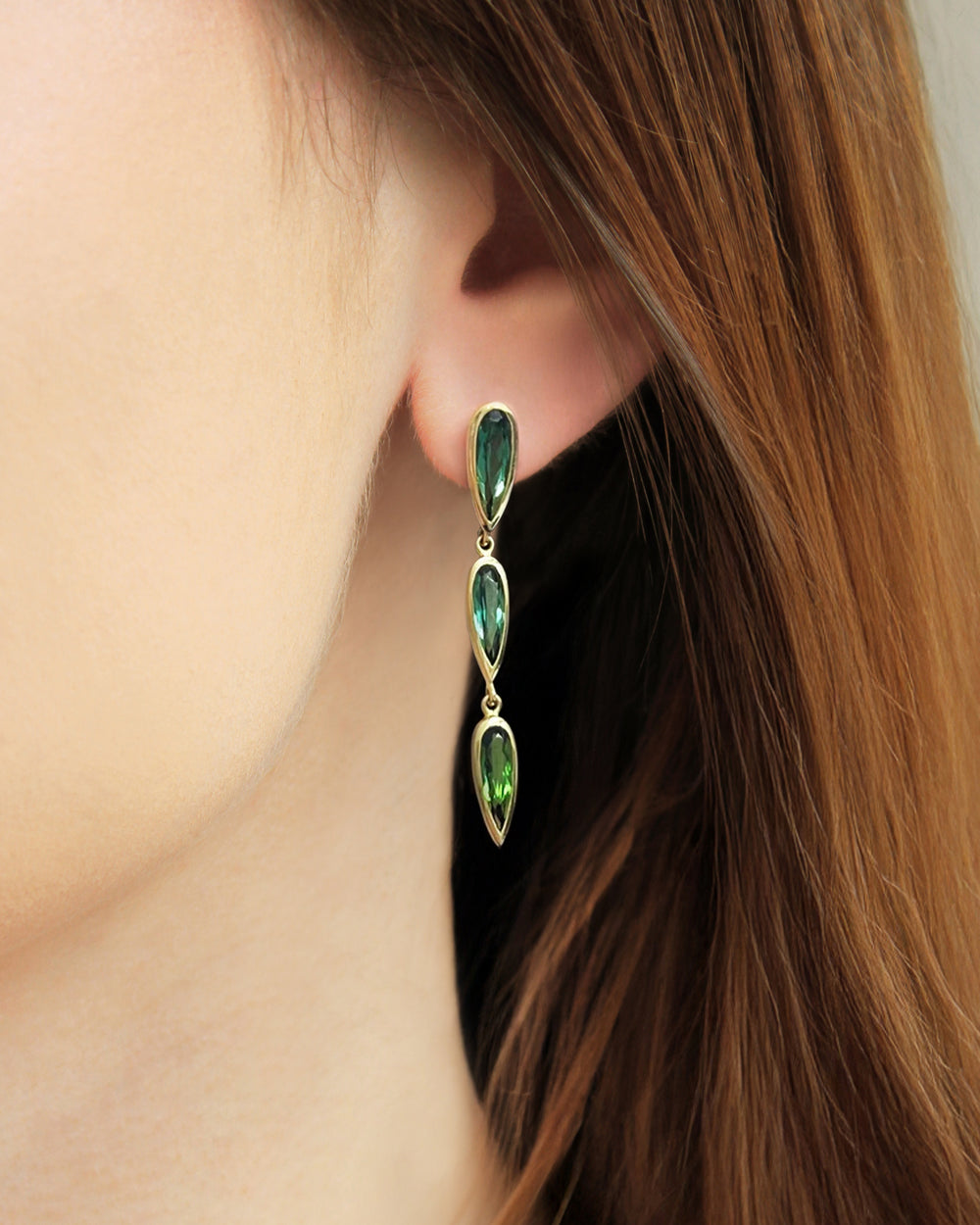 Elongated Tourmaline Drop Earrings