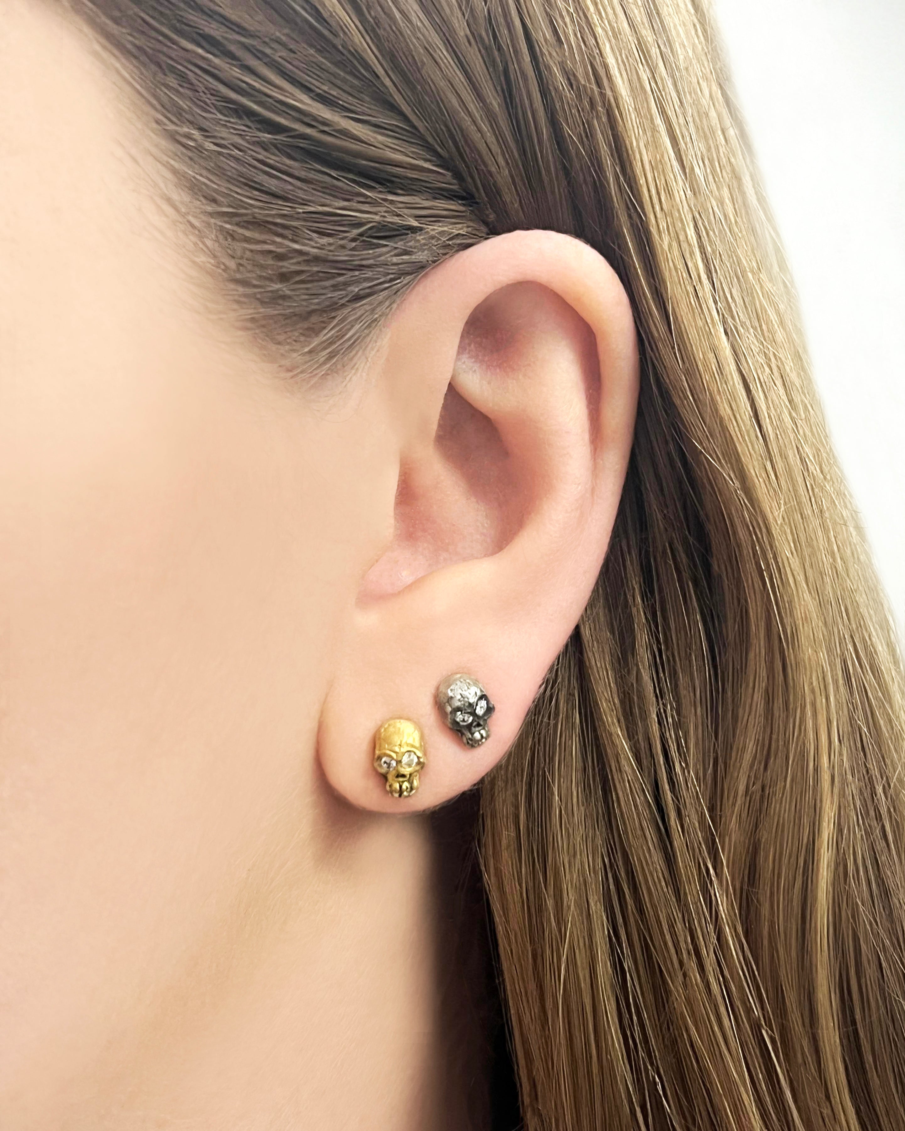 Skull and Diamonds Stud Earrings