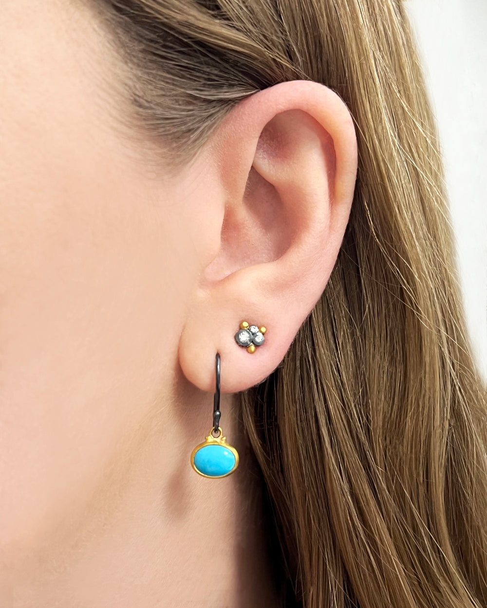 Two Tone Cluster stud Earrings