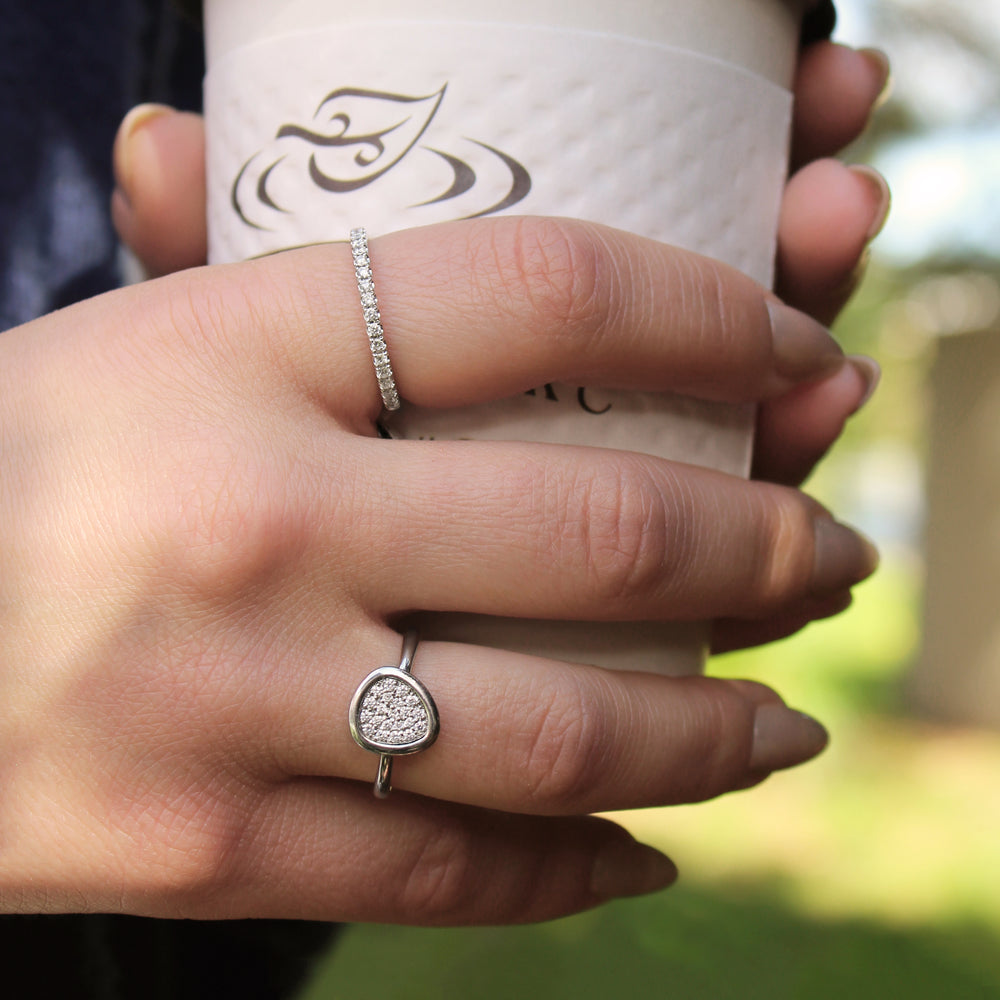 White Drop Ring with Diamond
