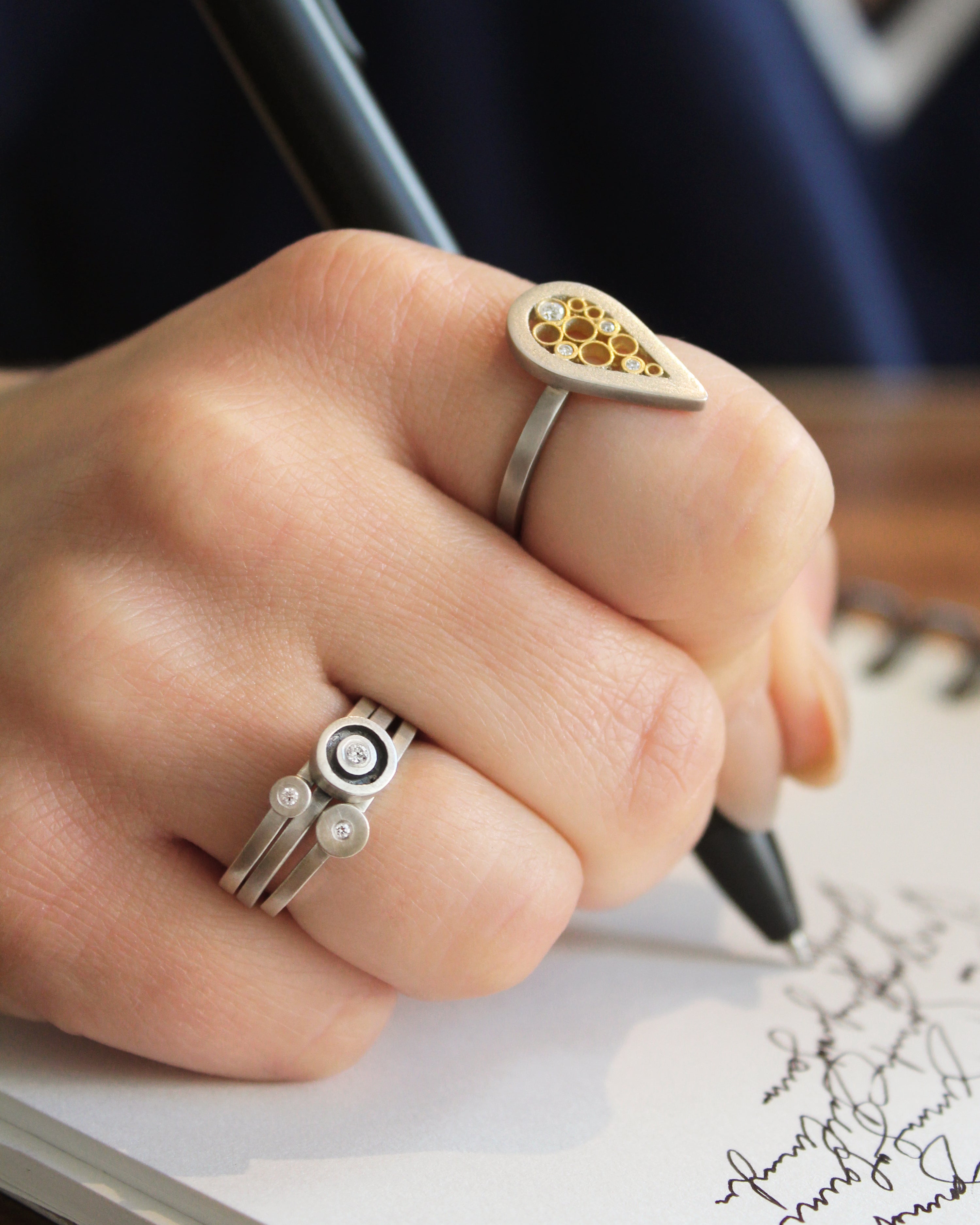 Diamond Dot Stacking Rings