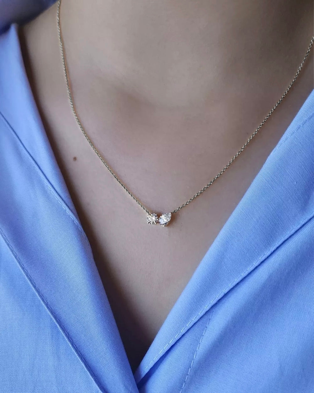 Toi et Moi Lab Diamond Adjustable Necklace