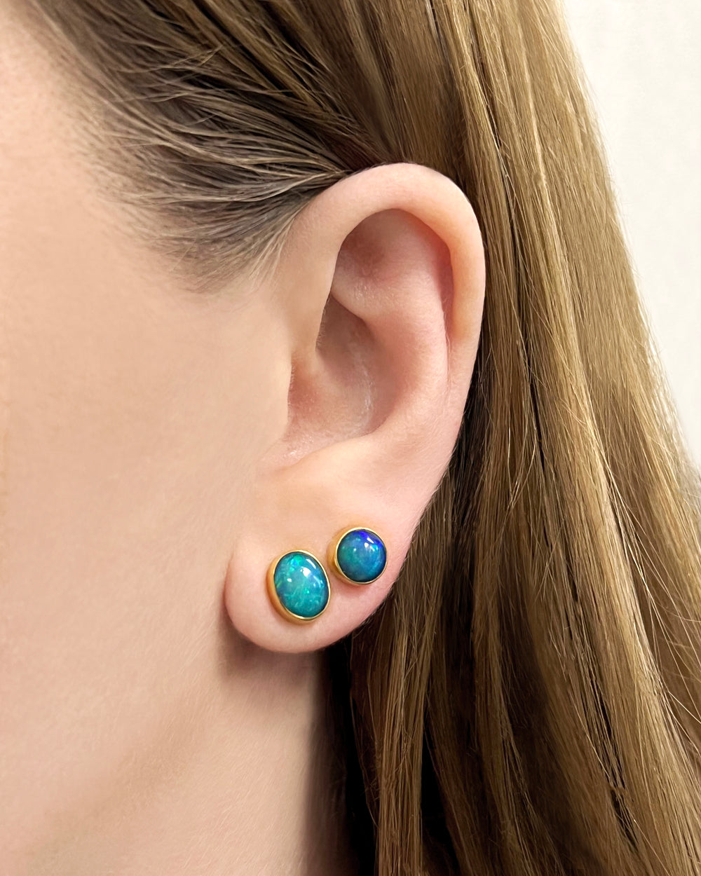 Oval Opal Stud Earrings