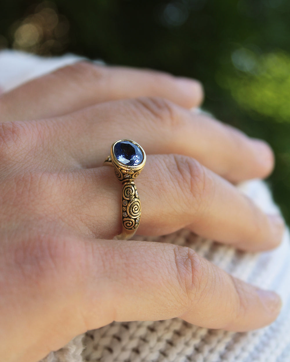 Spiral Sapphire Ring