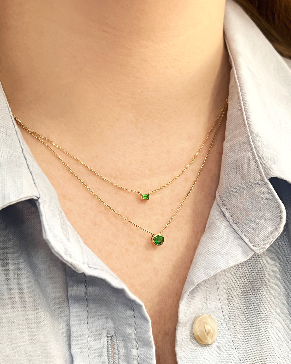 Dainty Emerald Solitaire Necklace