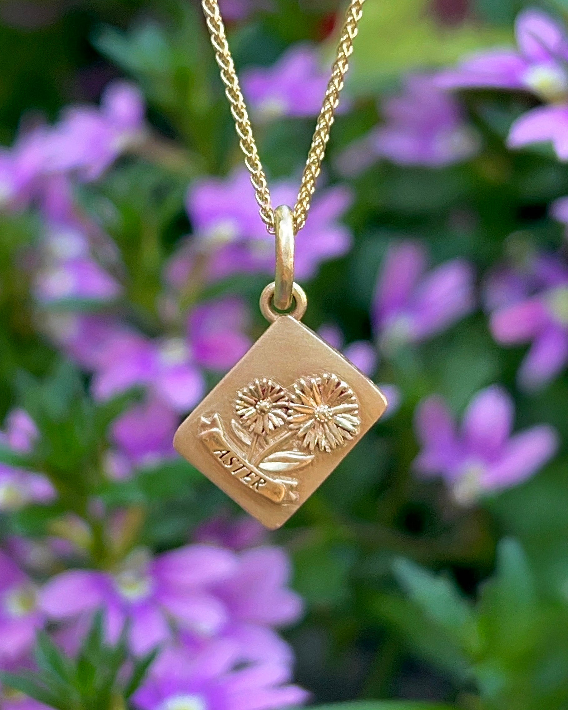 Aster Golden Seed Packet Pendant