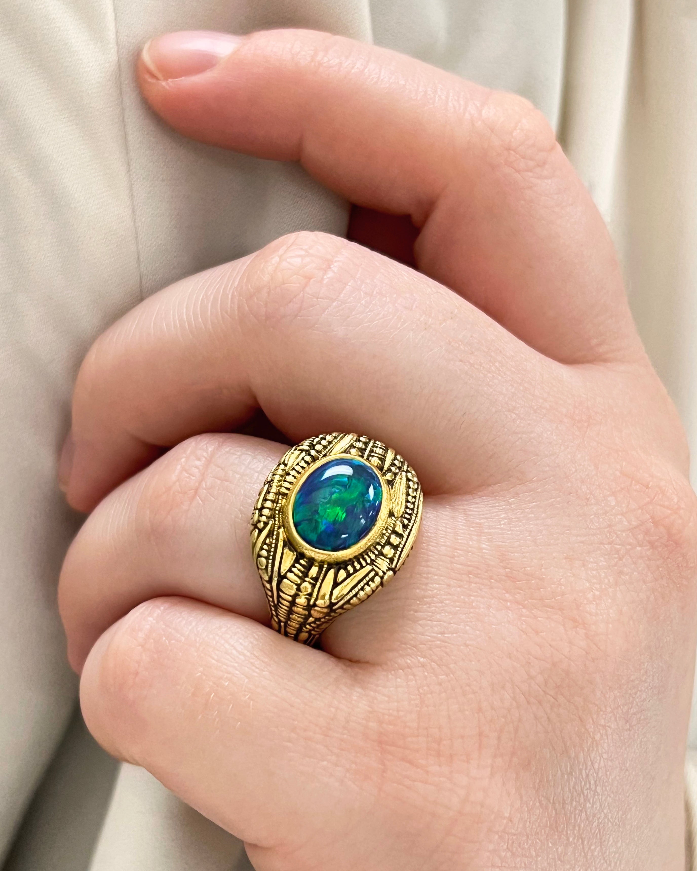 Black Opal Jane Ring