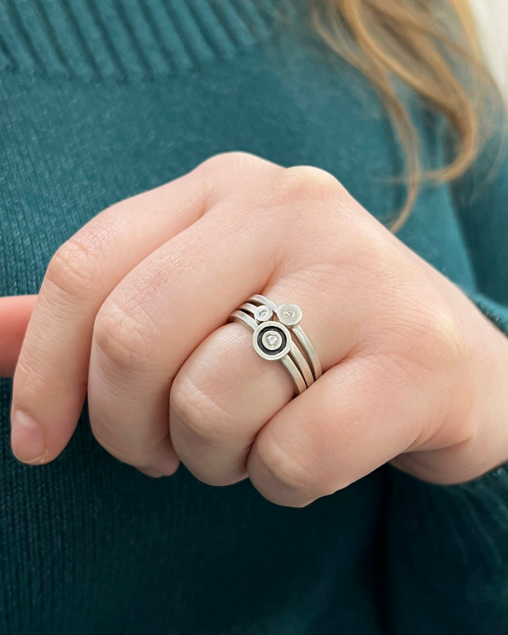 Diamond Dot Stacking Rings