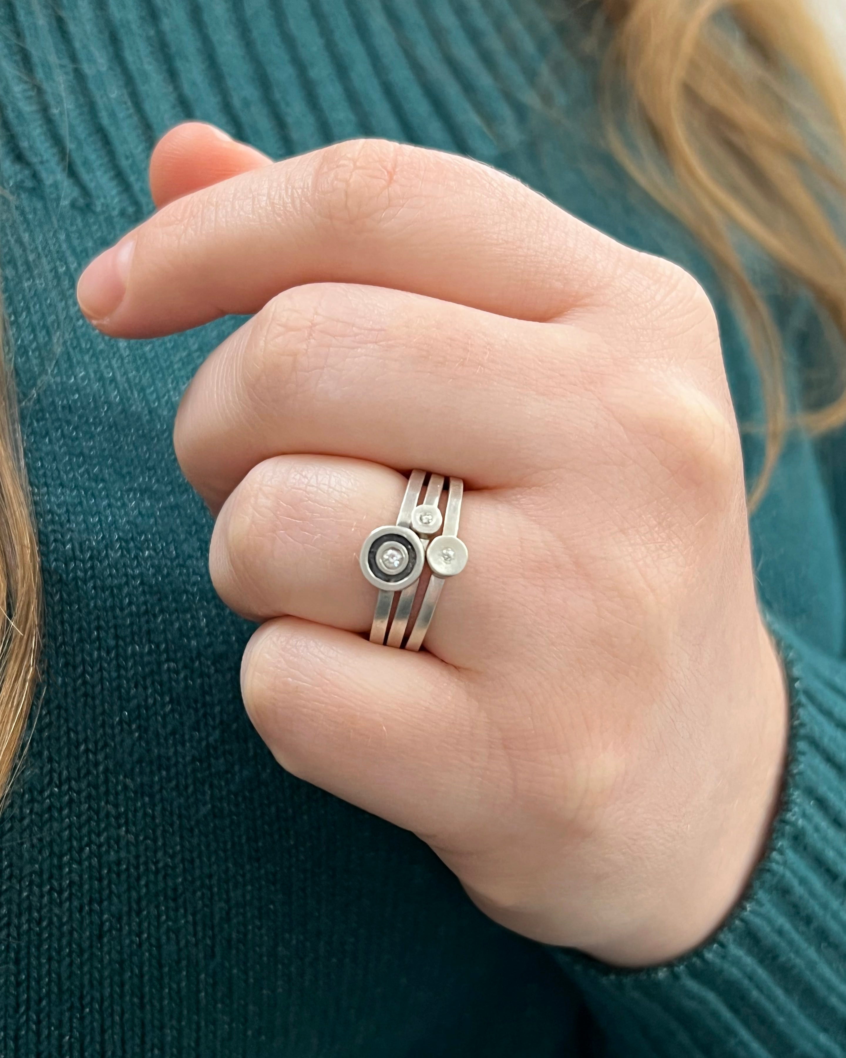 Diamond Dot Stacking Rings