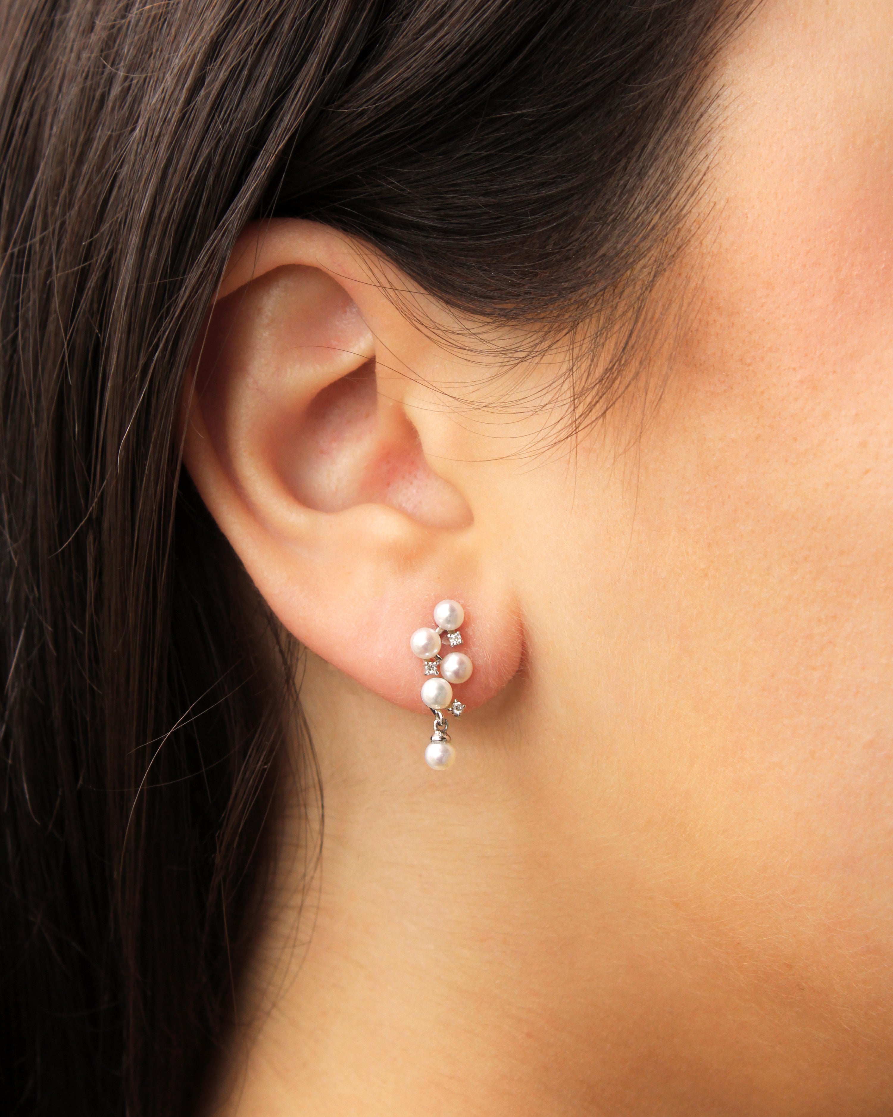 Diamonds & Pearls Cascading Cluster Earrings