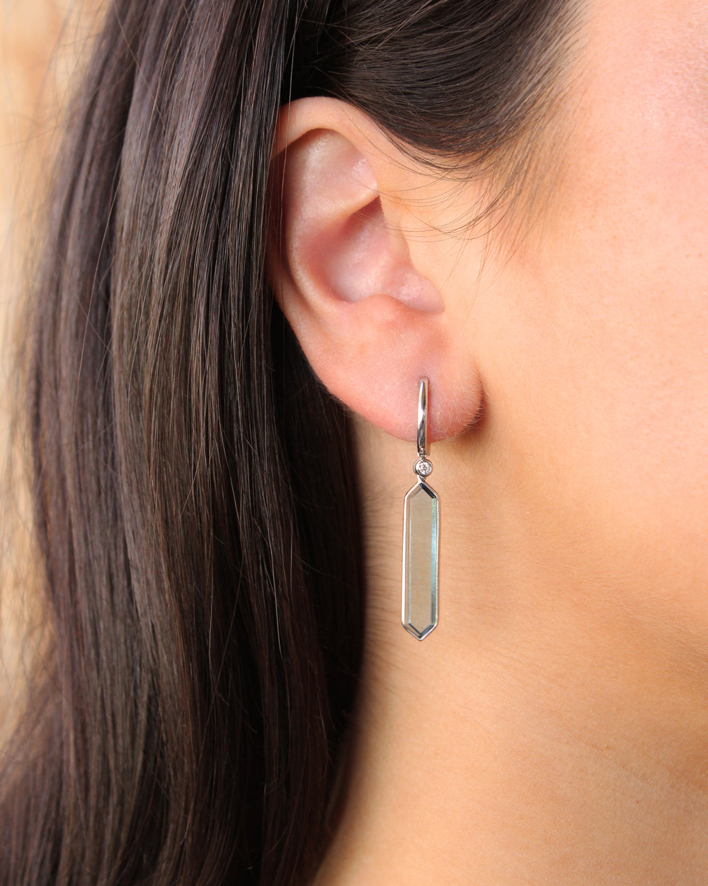 Hexagon and Diamond Topaz Earrings