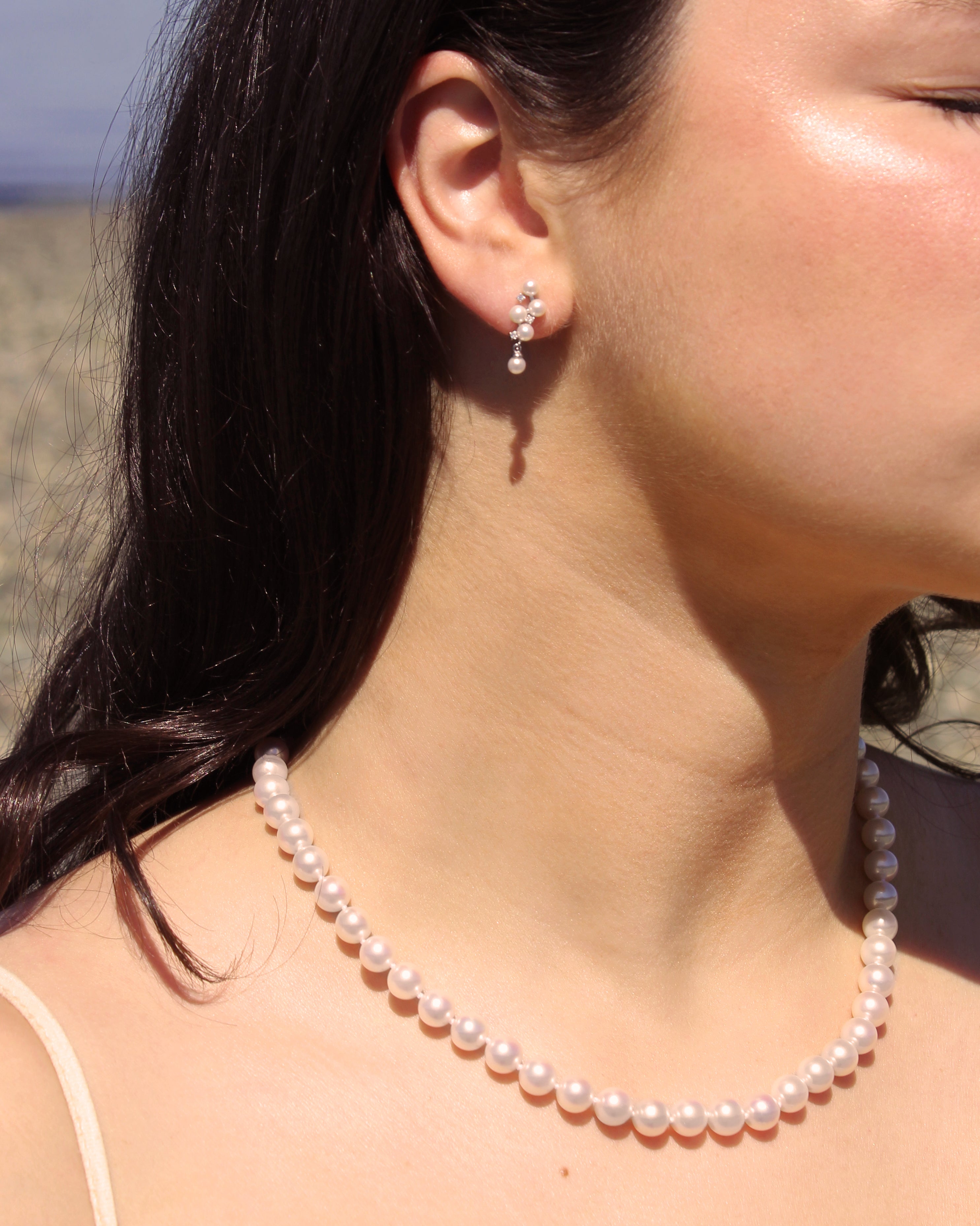 Diamonds & Pearls Cascading Cluster Earrings
