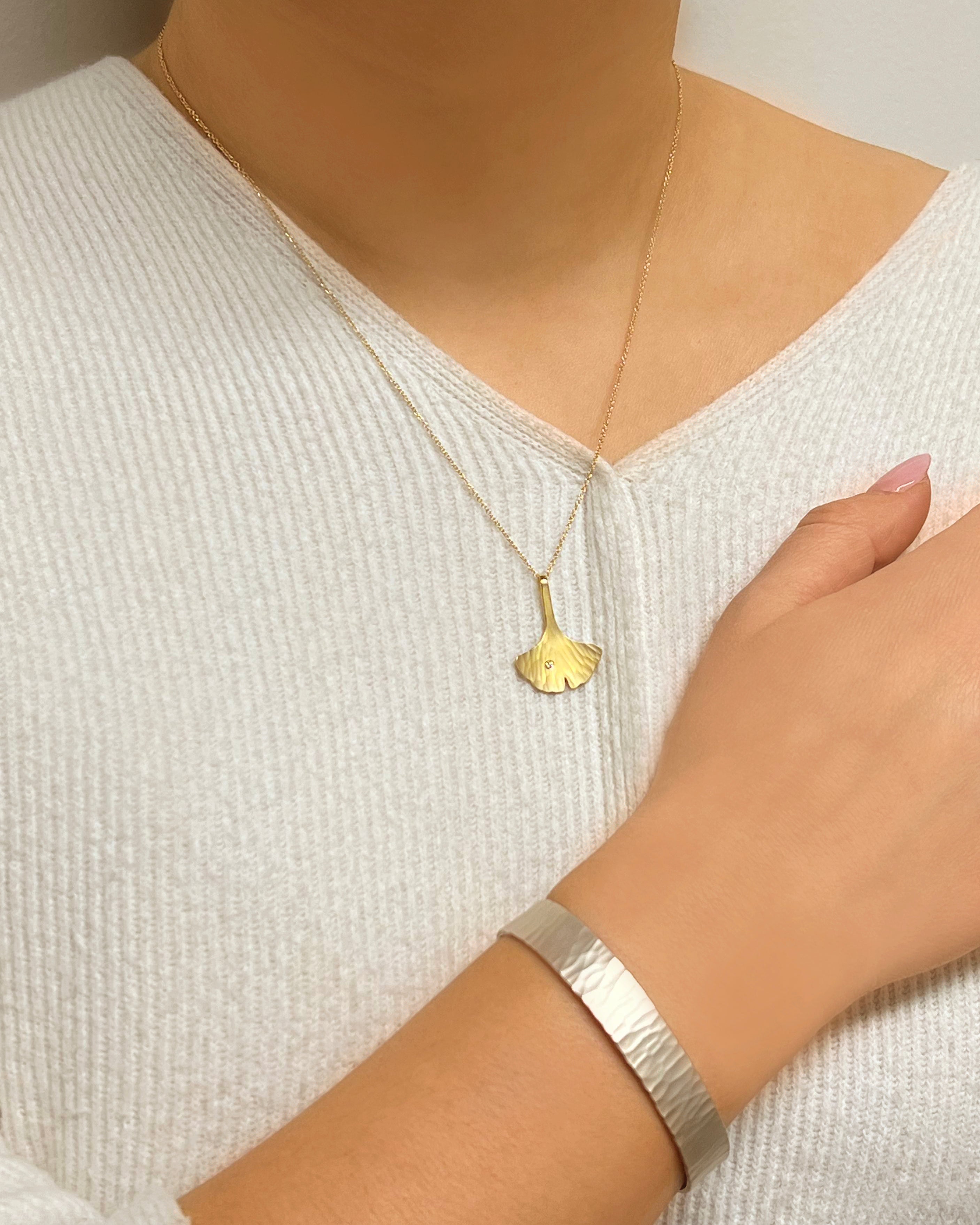 Gold Ginkgo Leaf Pendant