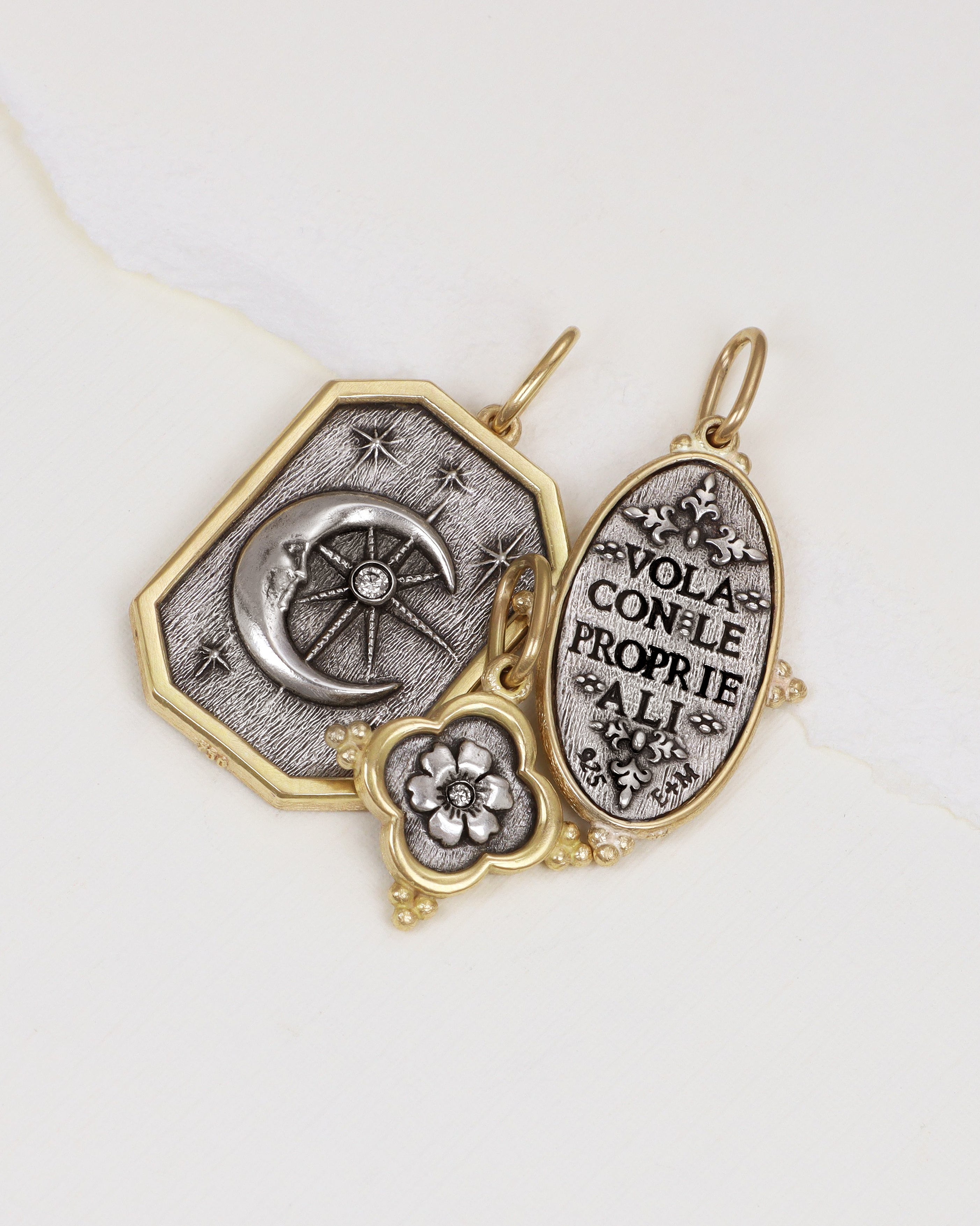 Double Flower and Dragonfly Charm