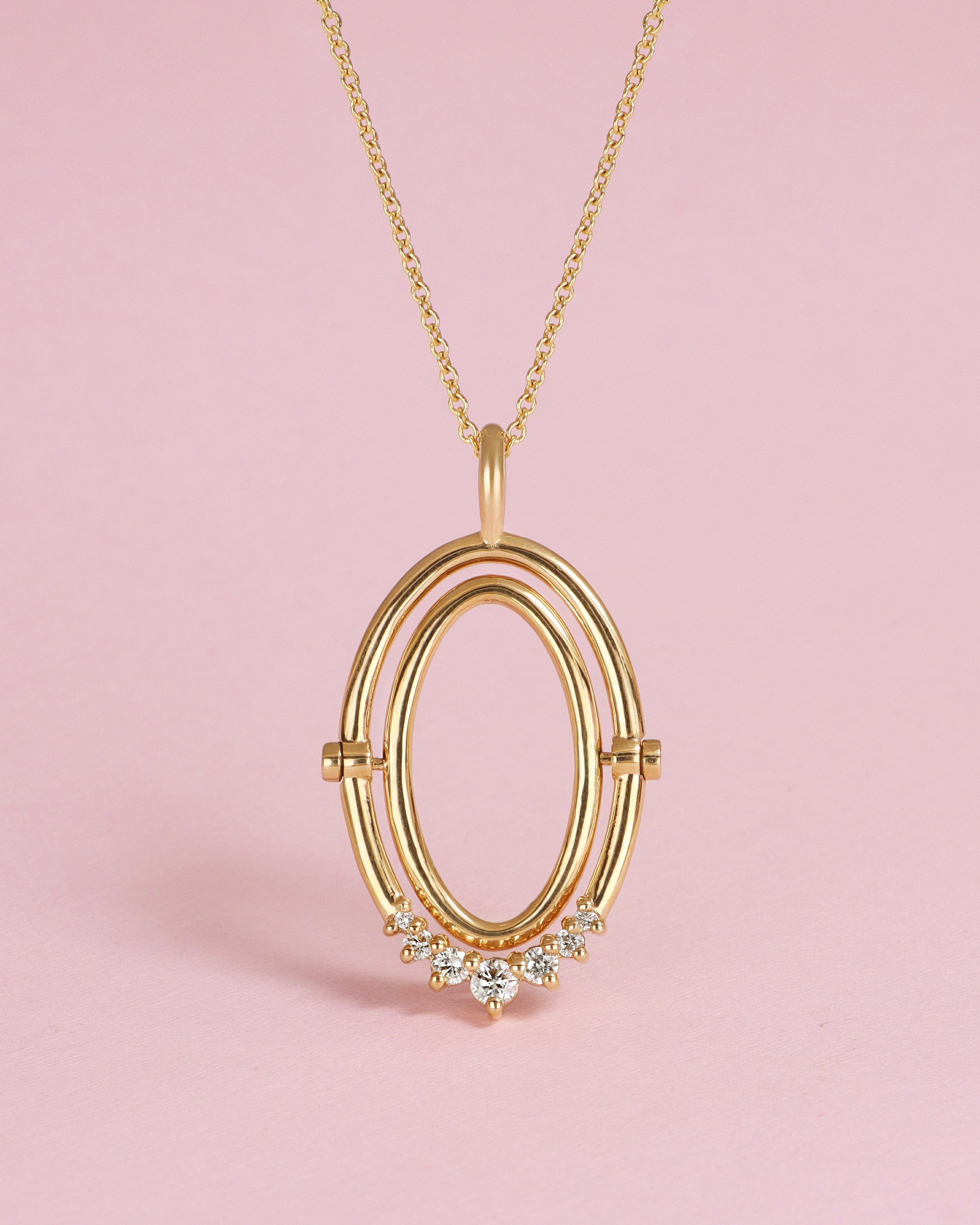 Oval Spinner Diamond Pendant