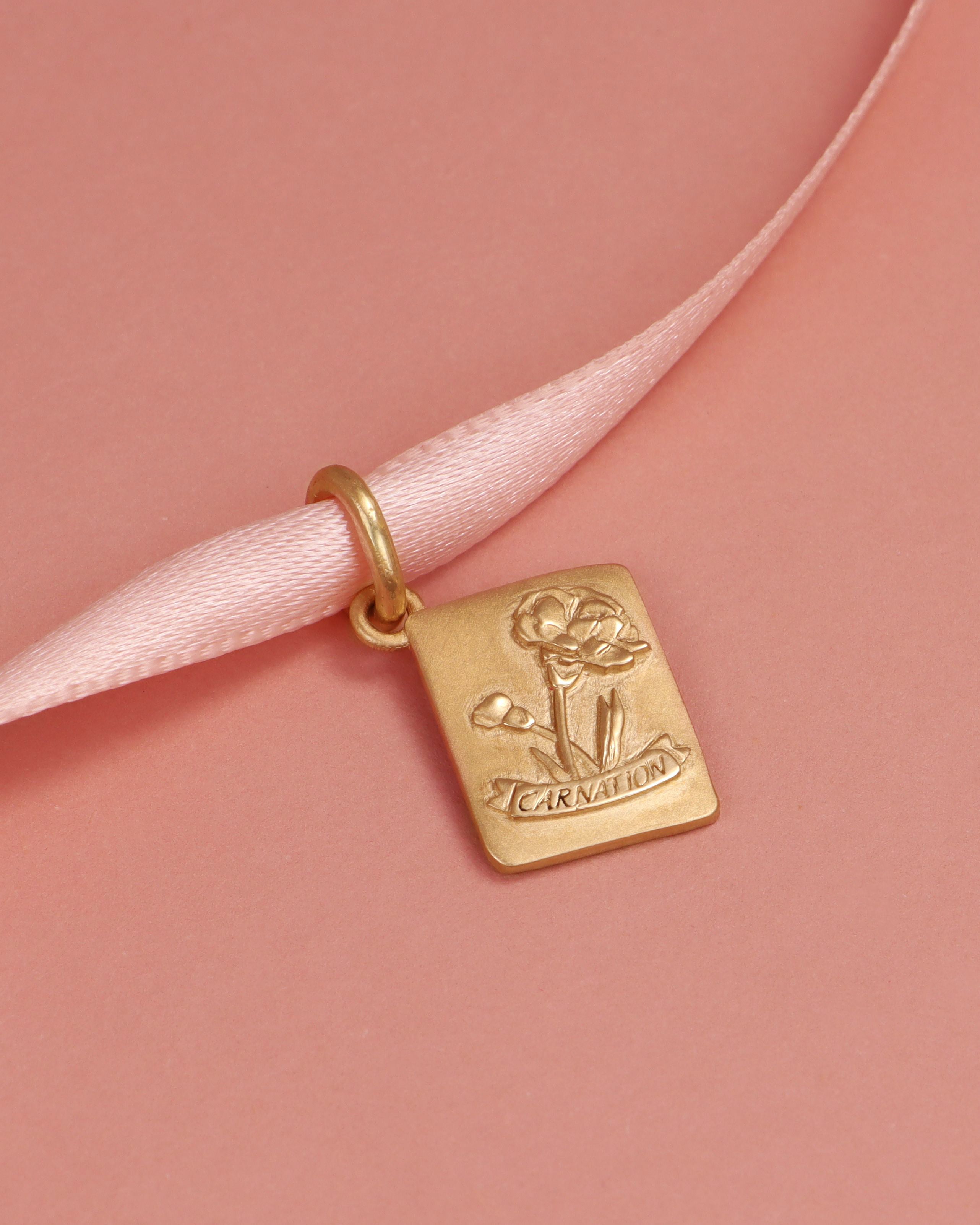 Carnation Golden Seed Packet Pendant