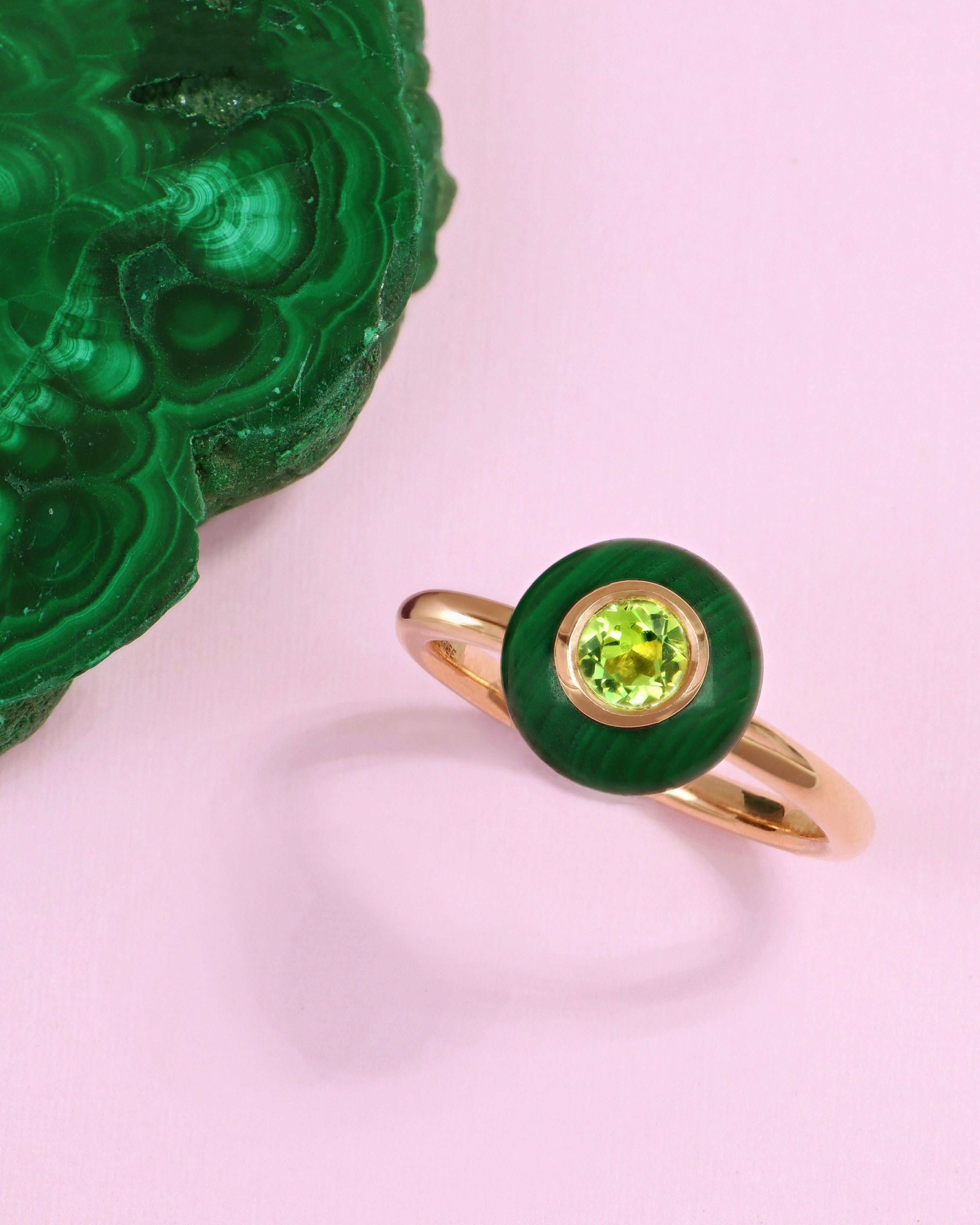 Malachite and Peridot Ring