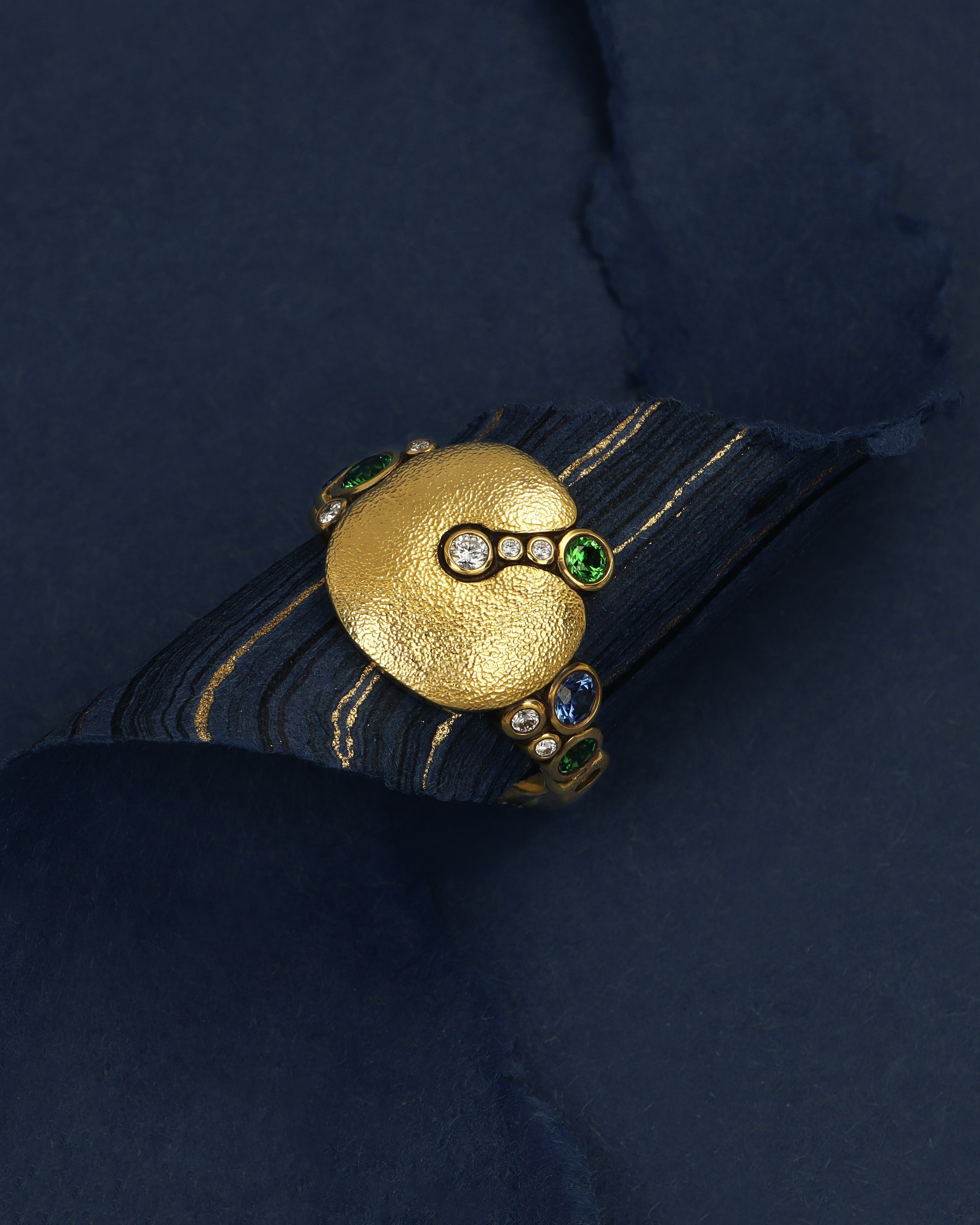 Sapphire and Diamond Apple Ring