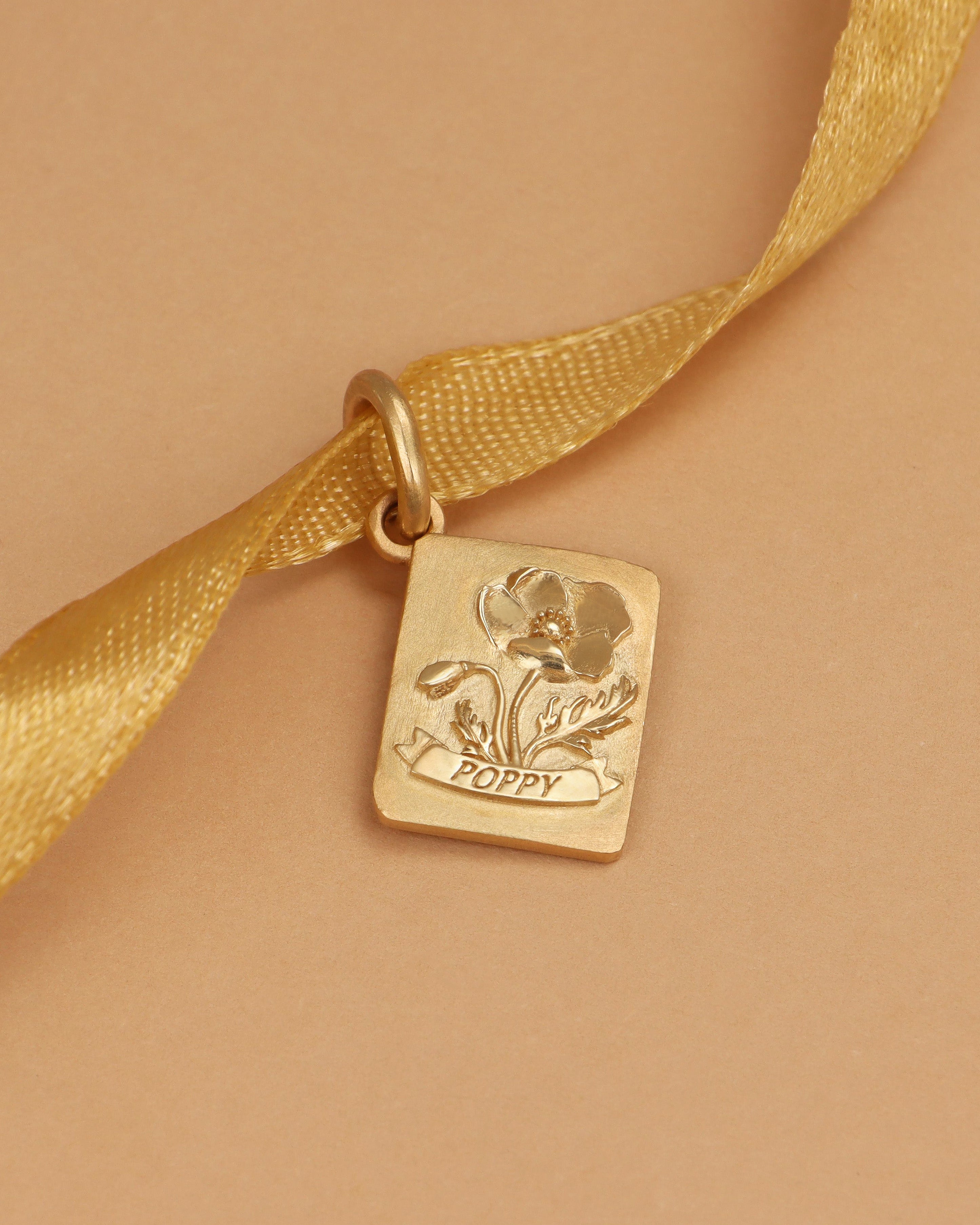 Poppy Golden Seed Packet Pendant