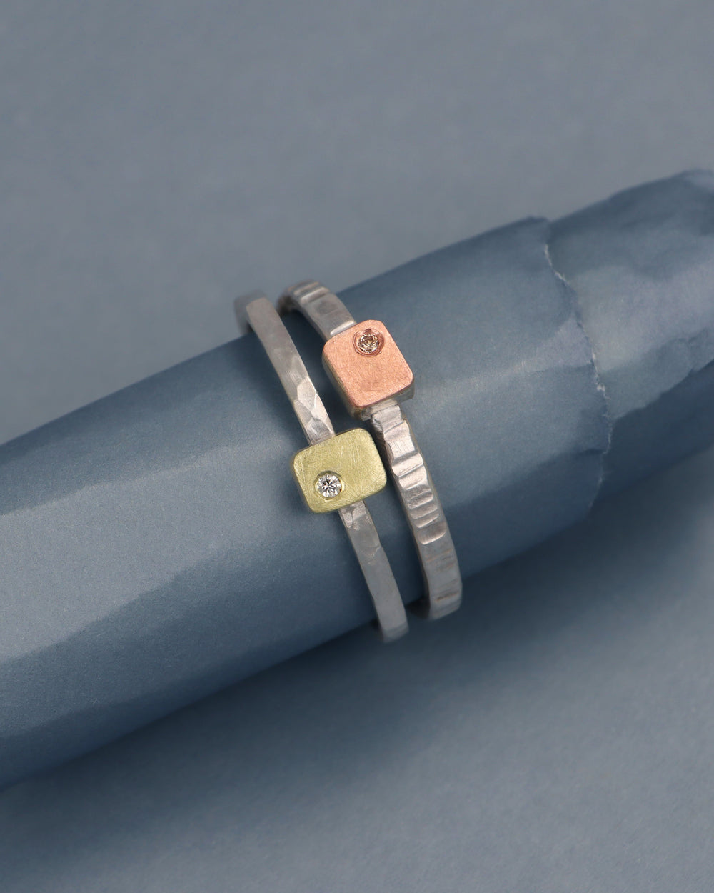 Tiny Cell and Diamond Stacking Ring