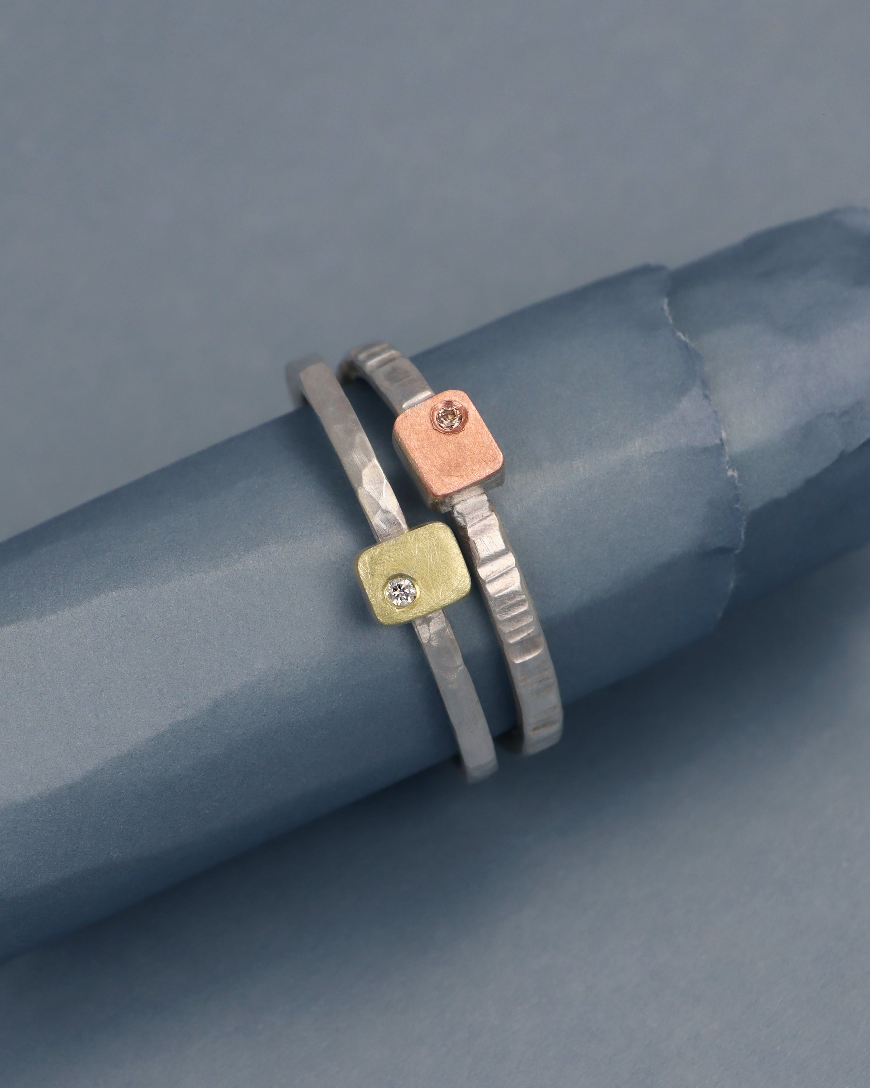 Tiny Cell and Diamond Stacking Ring