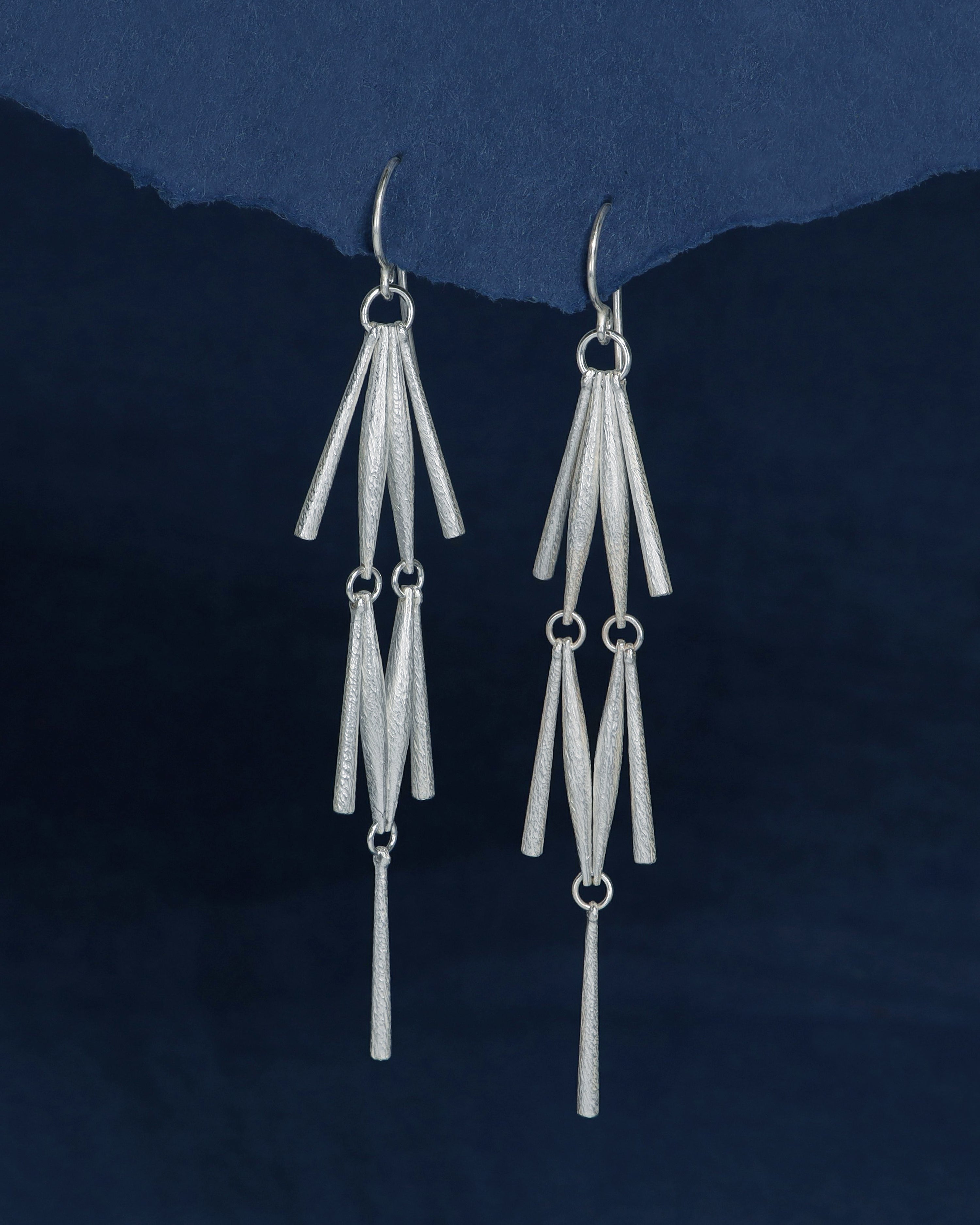 Tapered Rice Link Chandelier Earrings