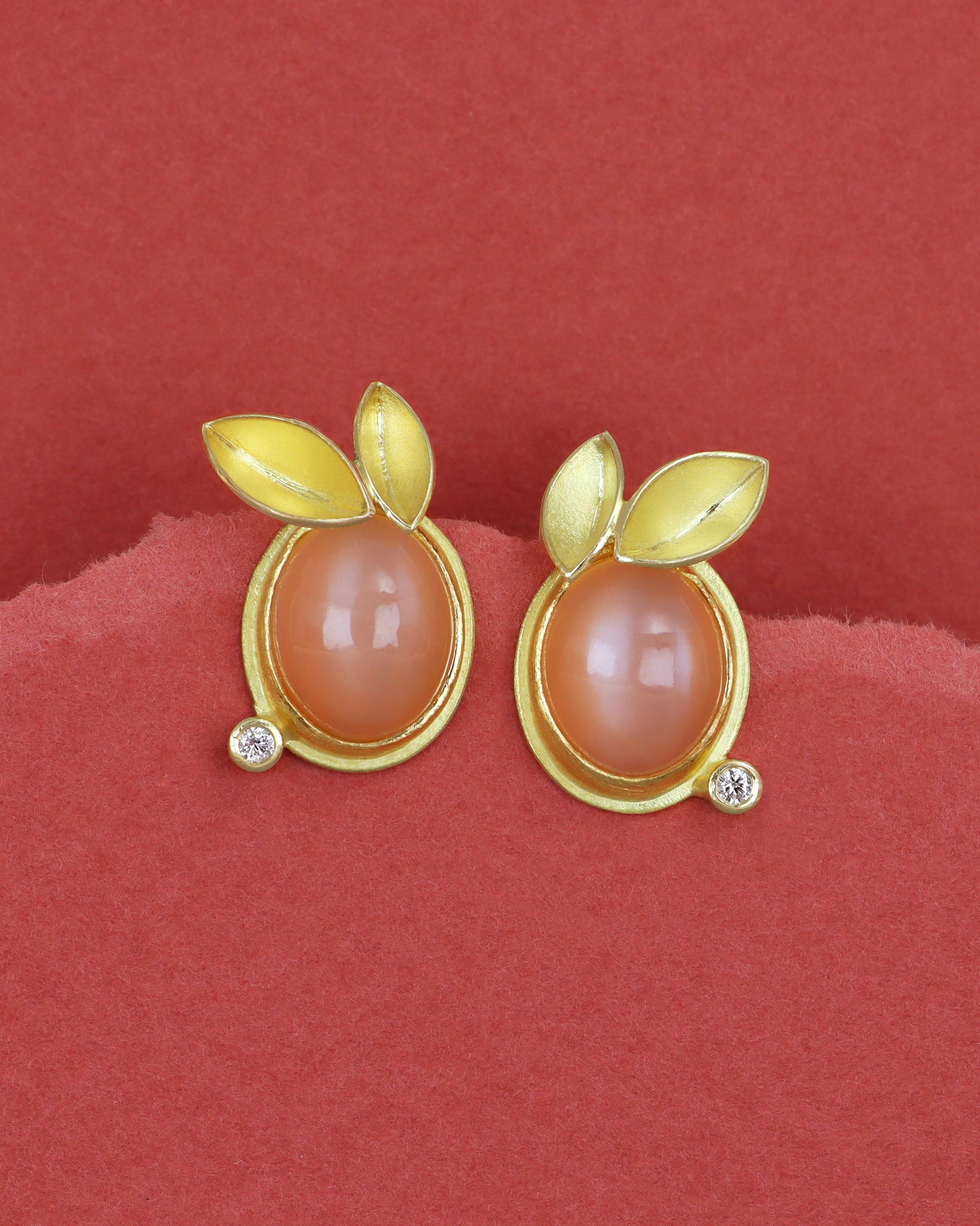Moonstone and Diamond Earrings