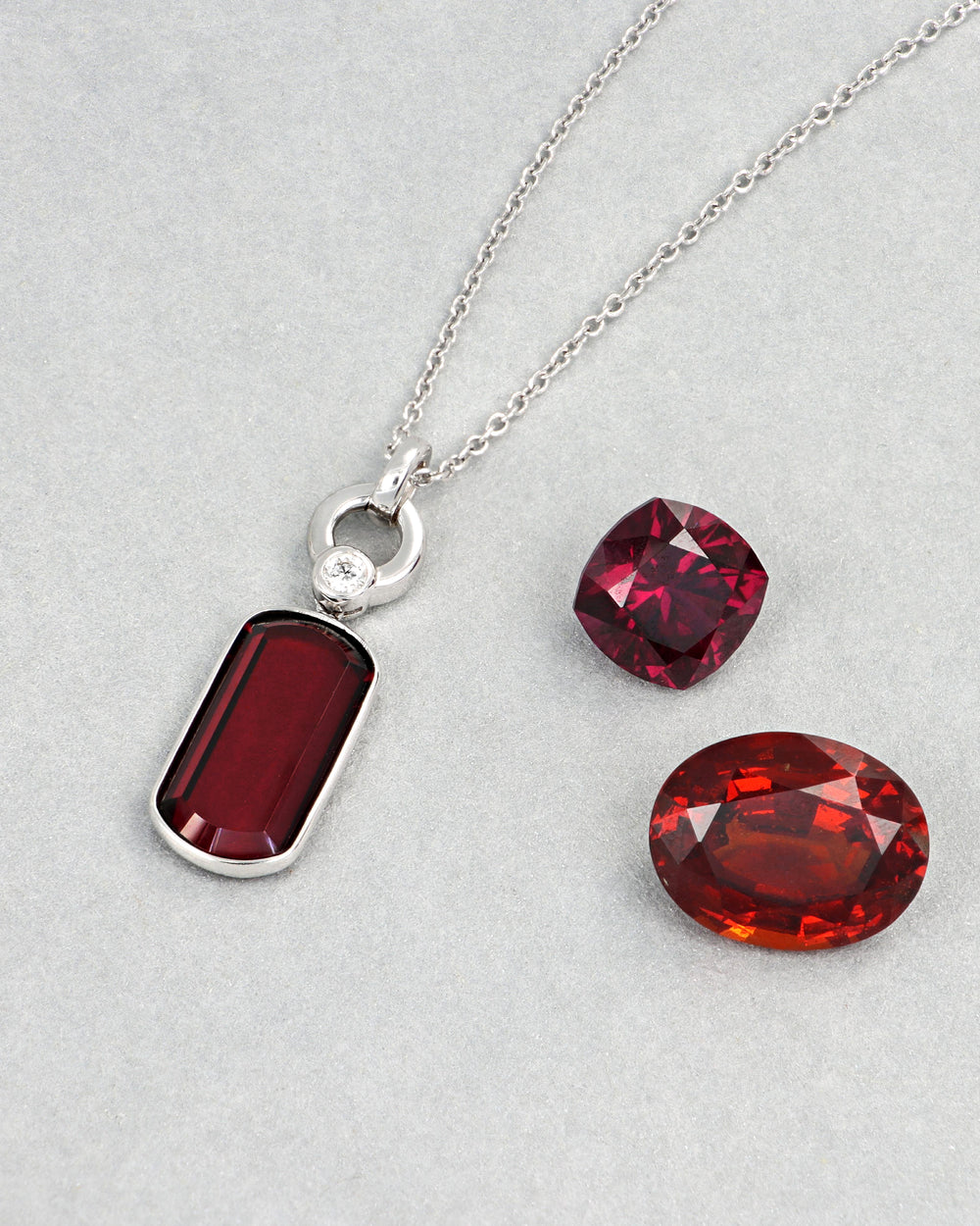 Rounded Rectangle Garnet Pendant