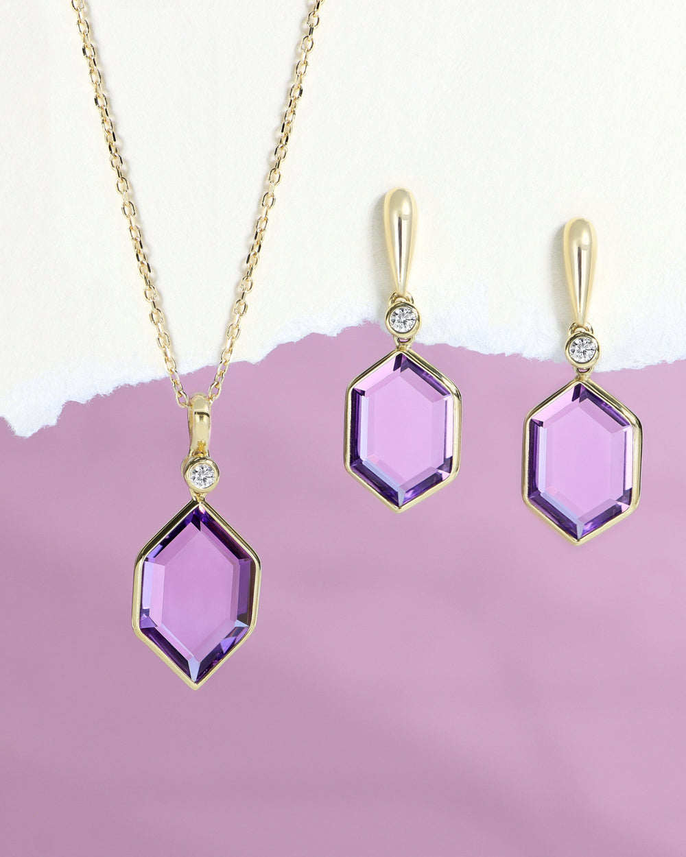 Amethyst Hexagon Pendant