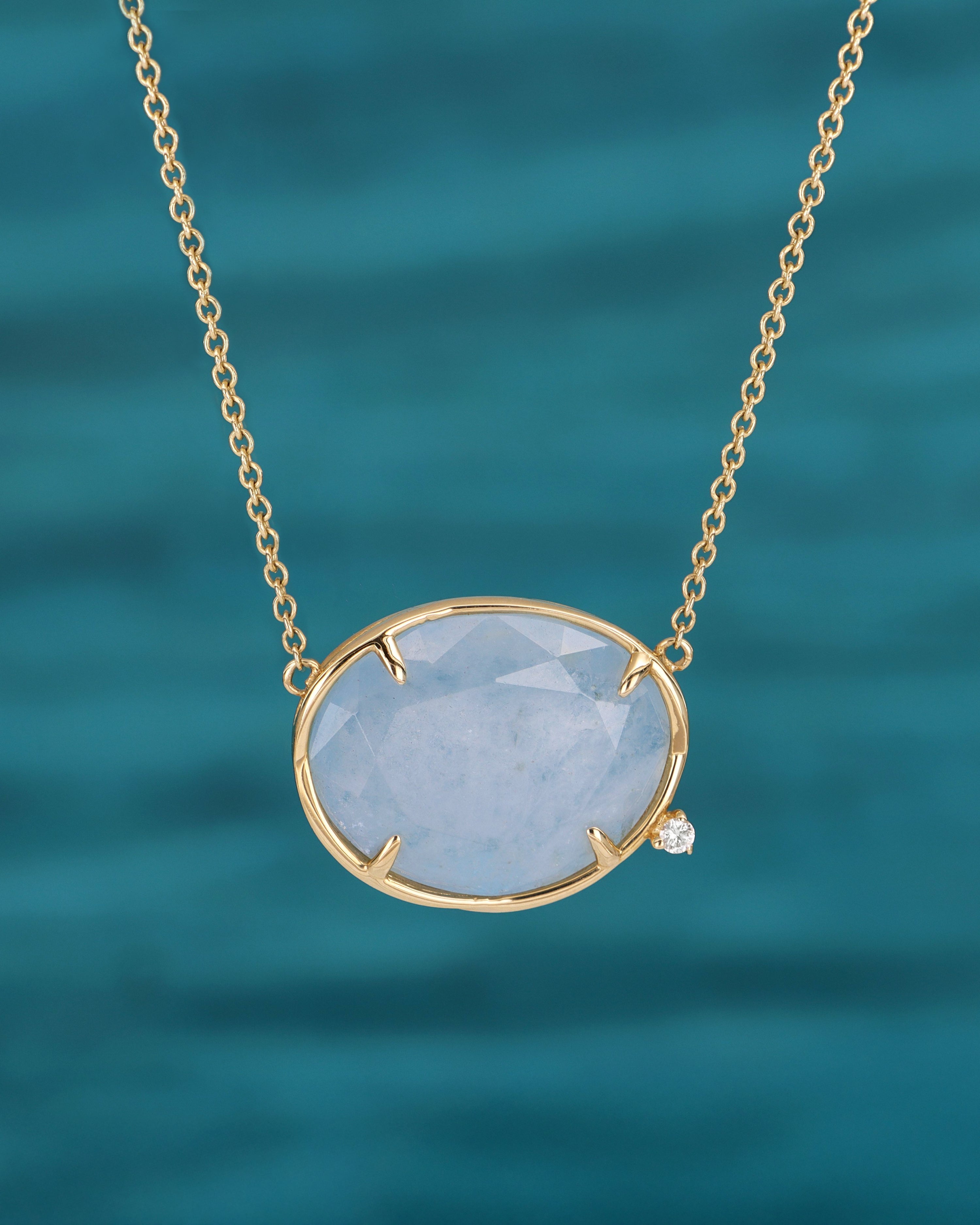Aqua And Diamond Necklace
