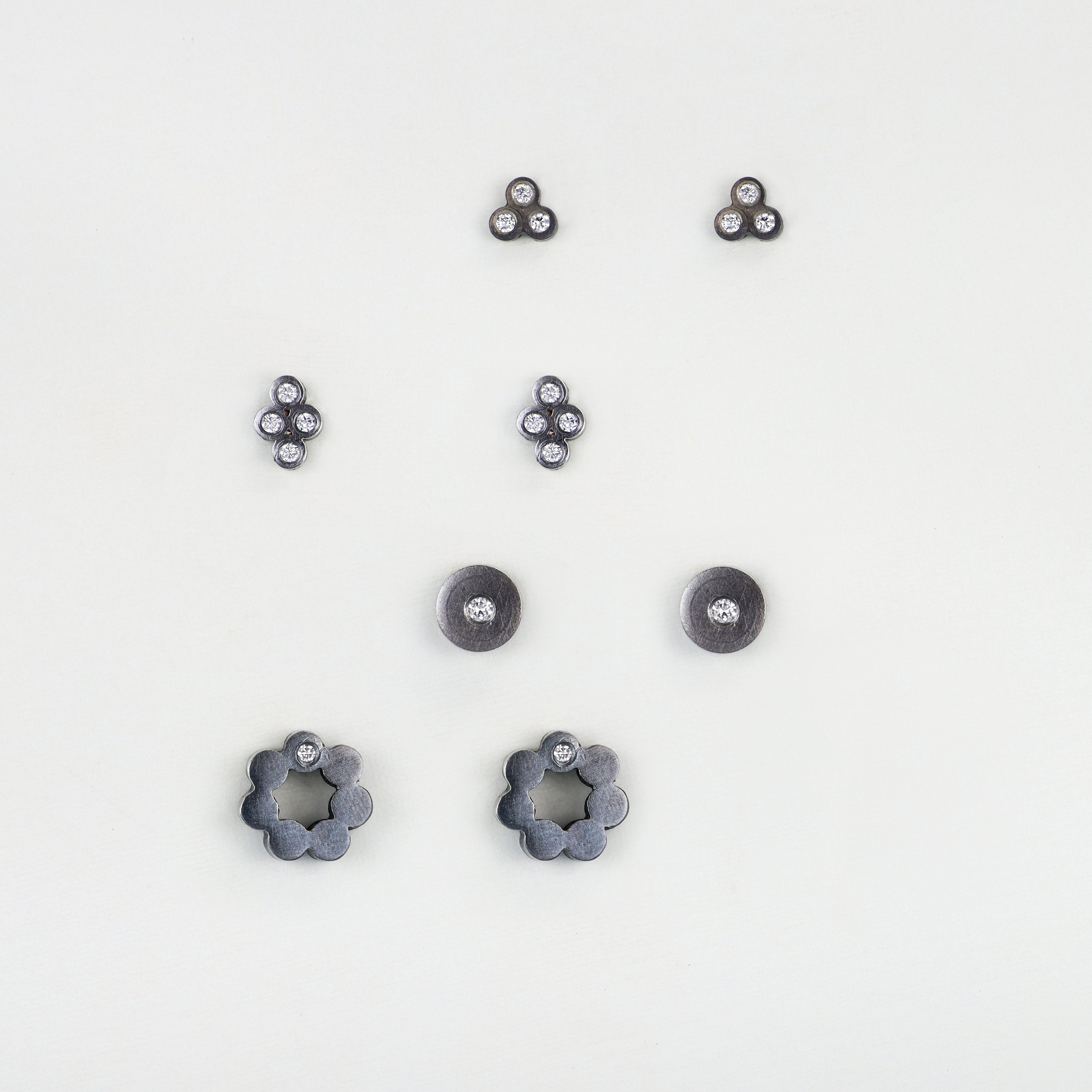 3 Diamond Cluster Earrings