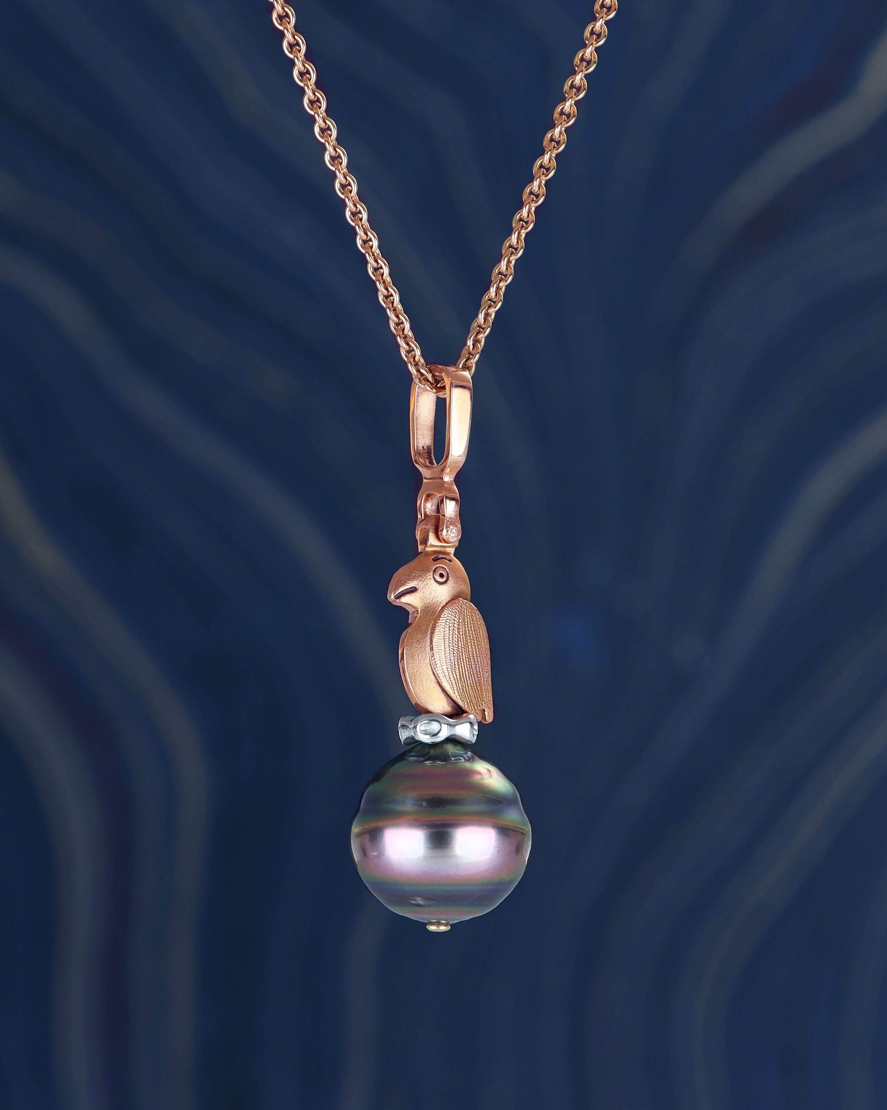 Tahitian Pearl and Fable Animals Character Pendant