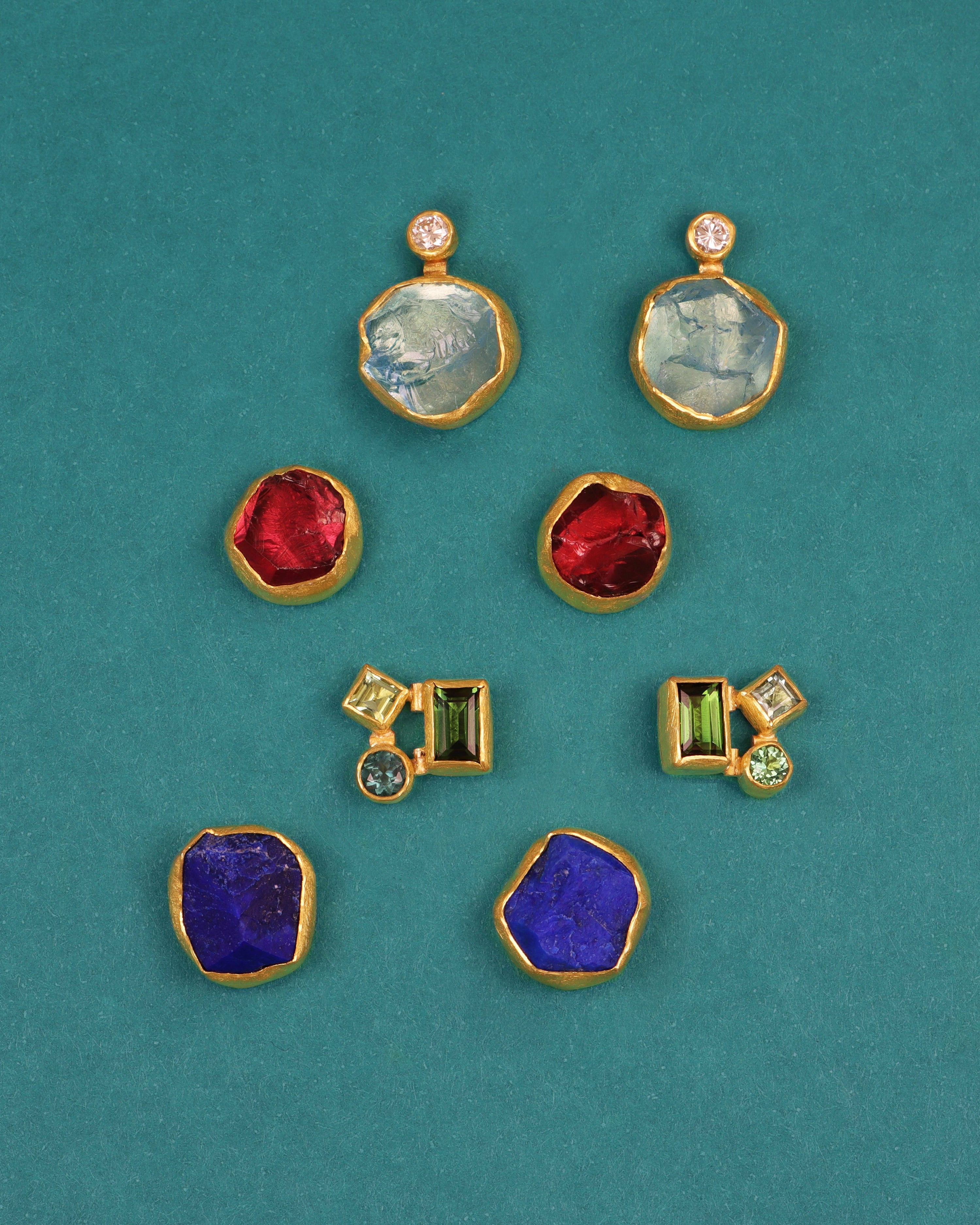 Raw-Cut Lapis Studs