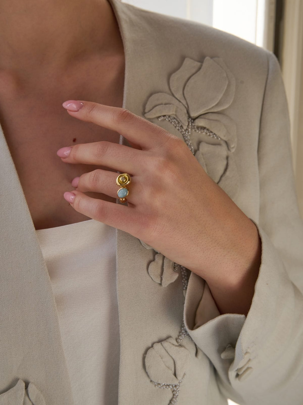 Aquamarine and Diamond Ring