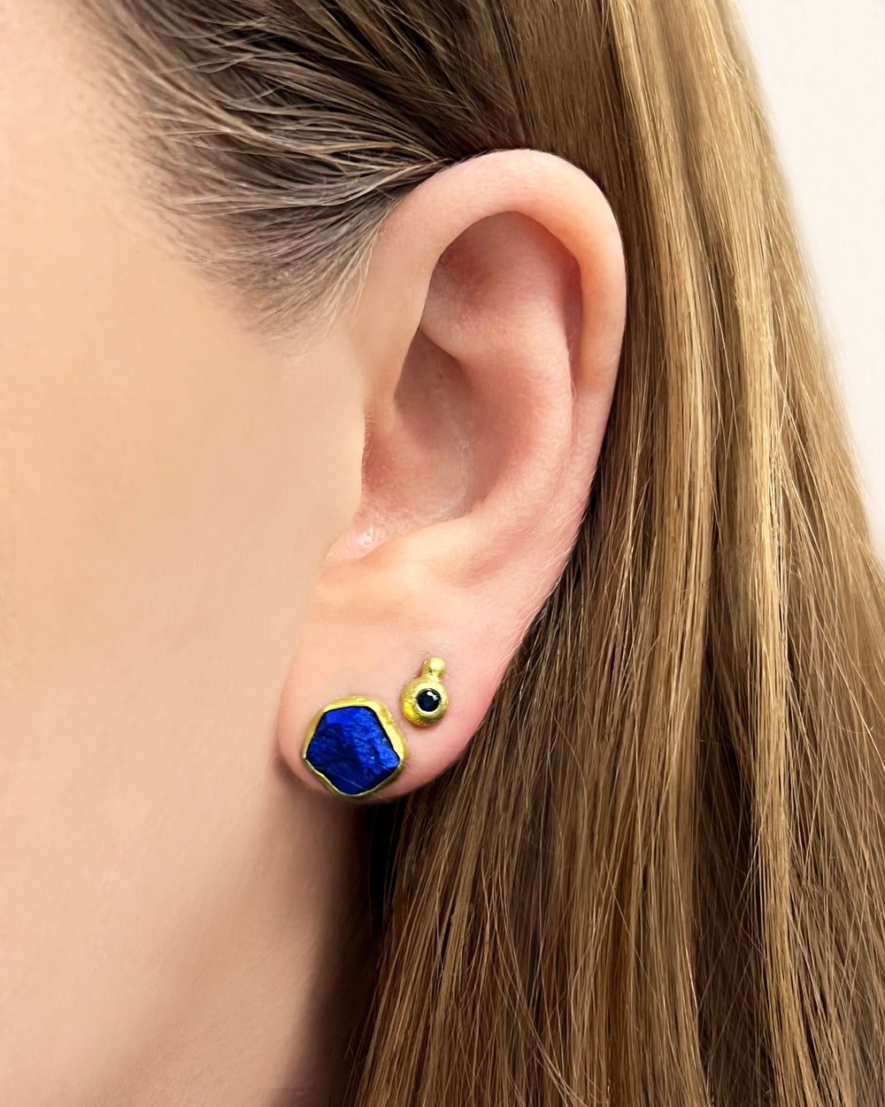 Raw-Cut Lapis Studs