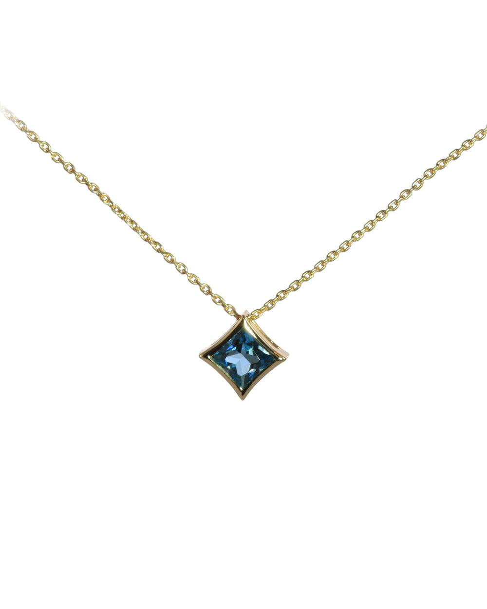 Princess Cut Blue Topaz Pendant