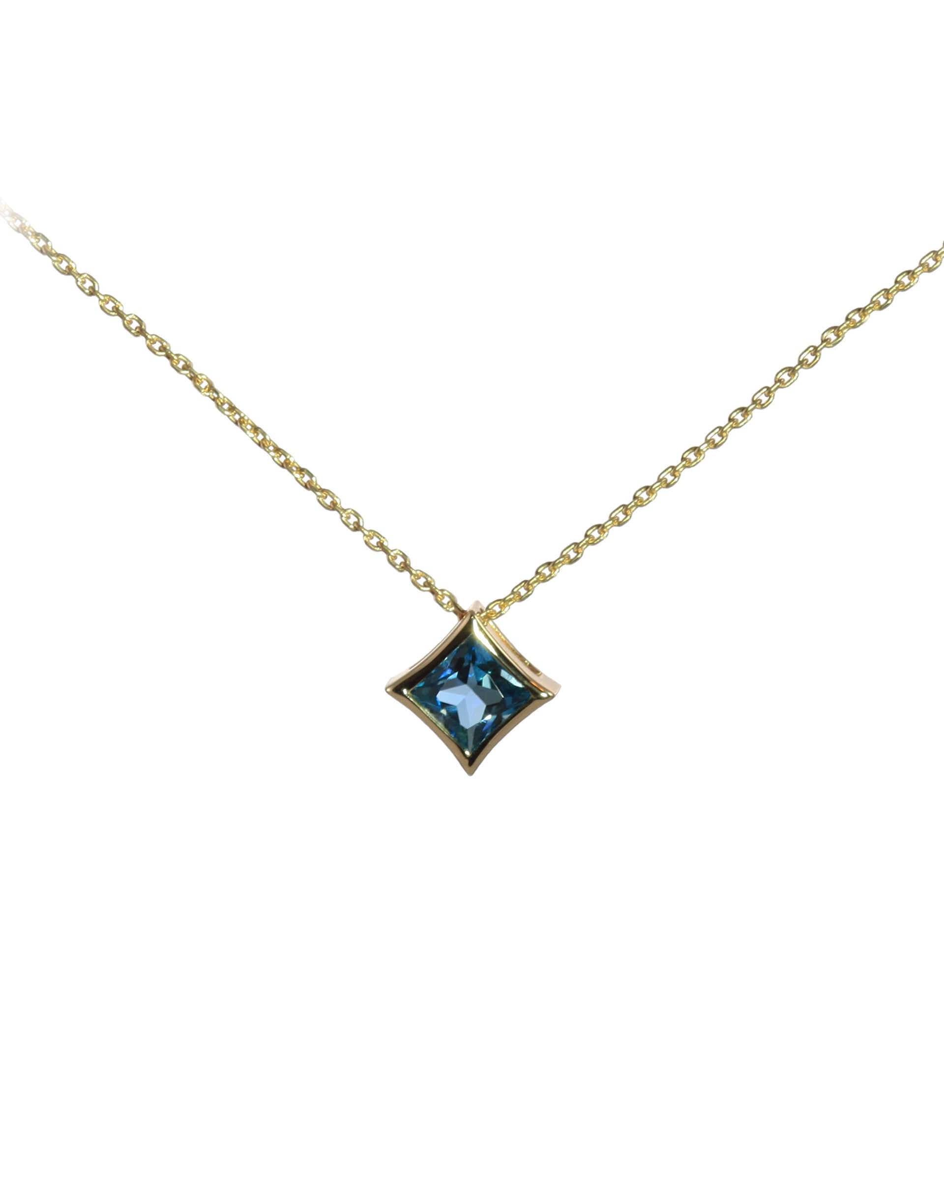 Princess Cut Blue Topaz Pendant