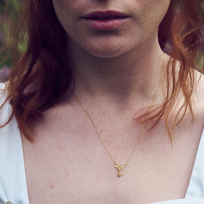 Floral Cluster Necklace with Bee Drop