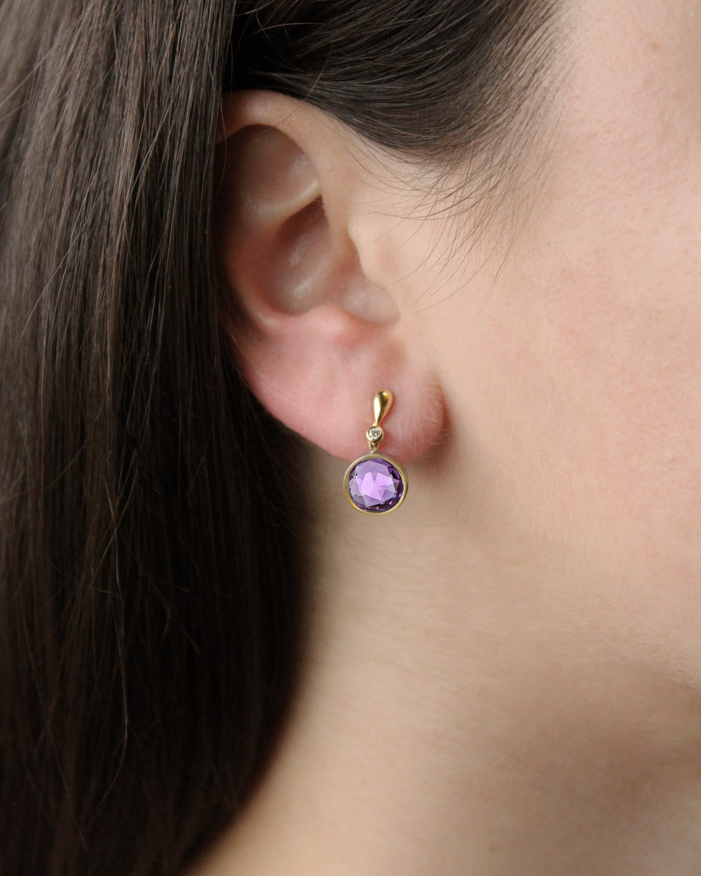 Diamond and Amethyst Earrings