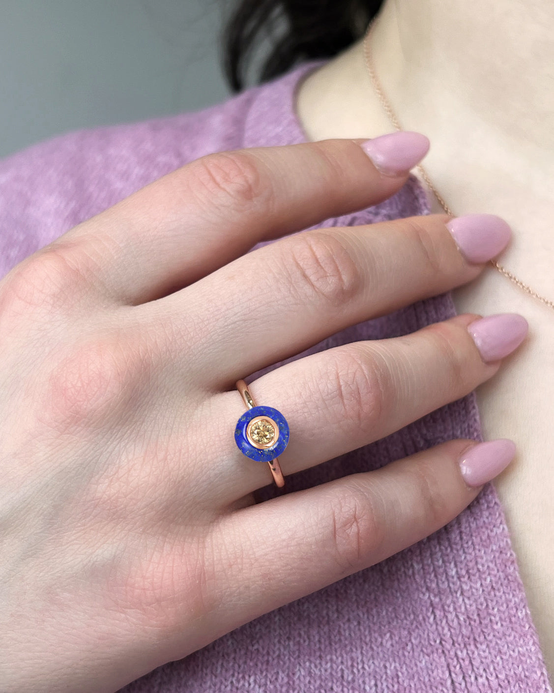 Lapis and Brown Diamond Ring