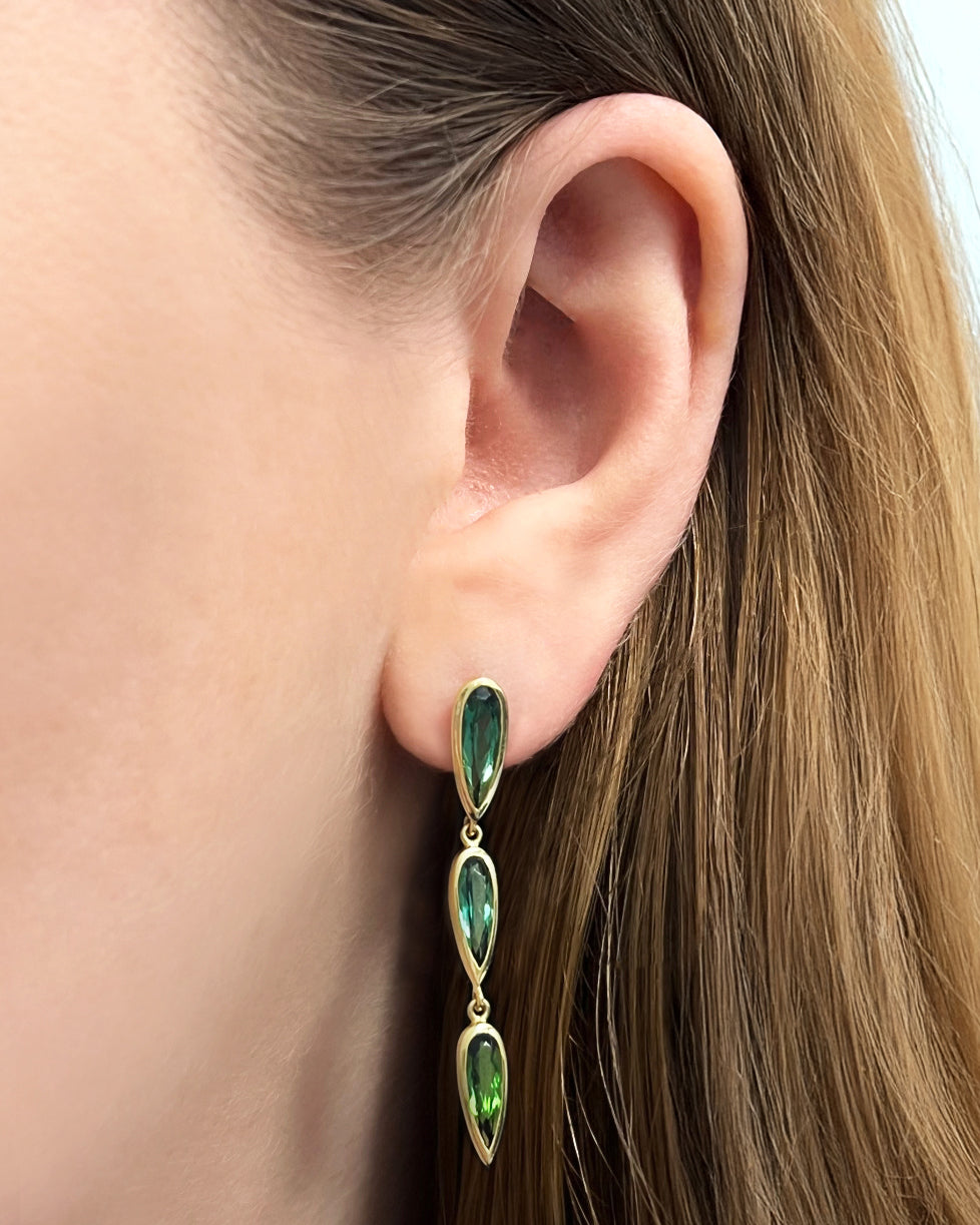 Elongated Tourmaline Drop Earrings