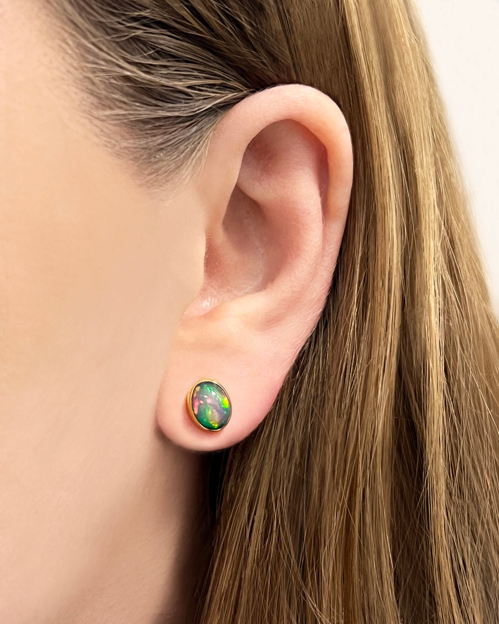 Oval Opal Stud Earrings