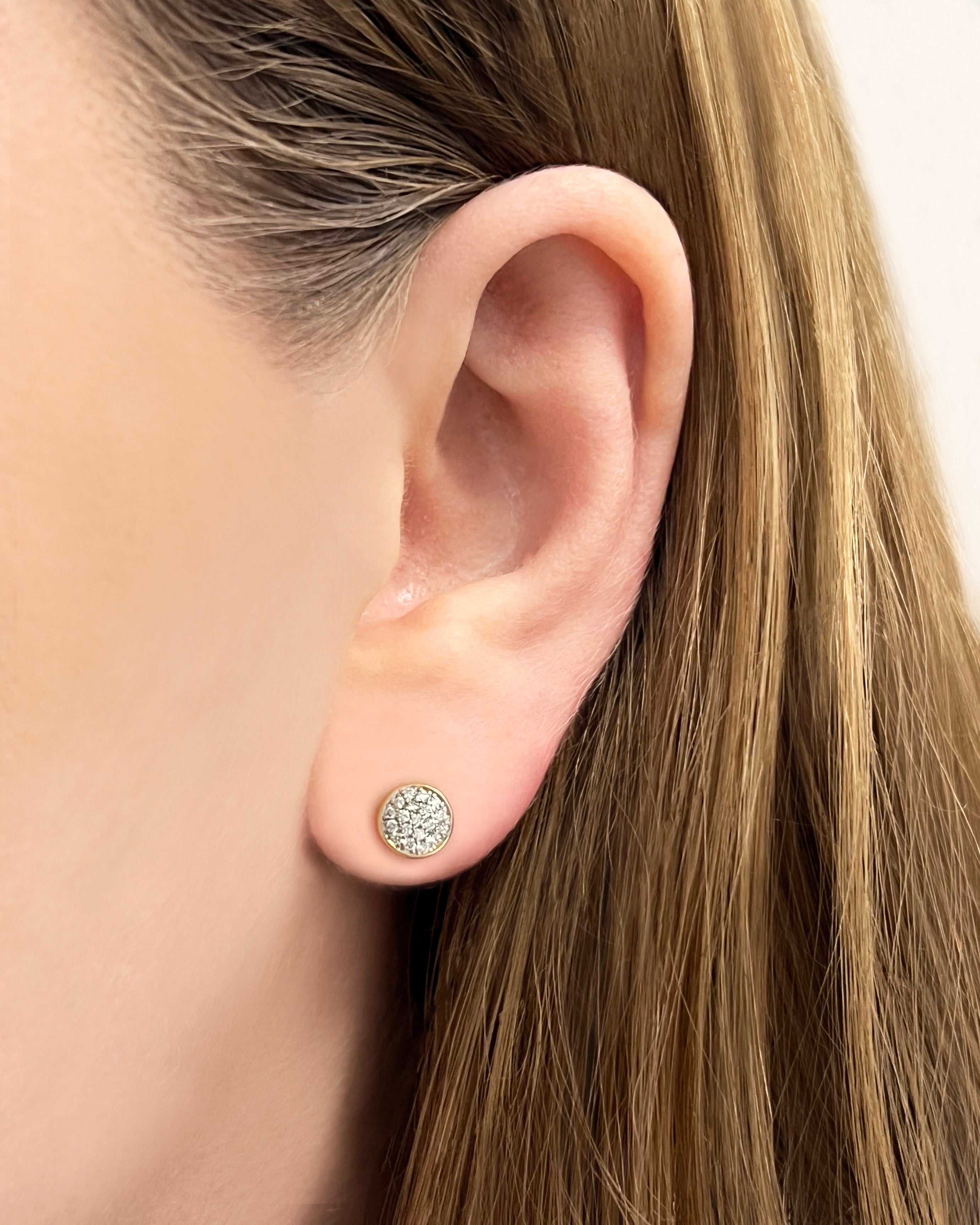 Gold Pavé Button Earrings