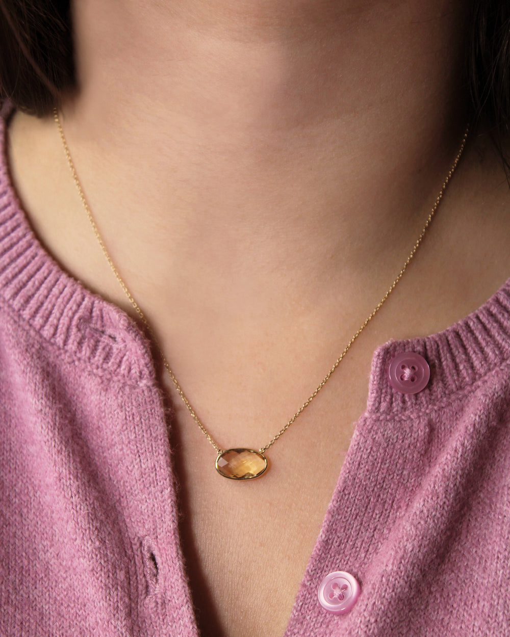 Faceted Oval Citrine Necklace