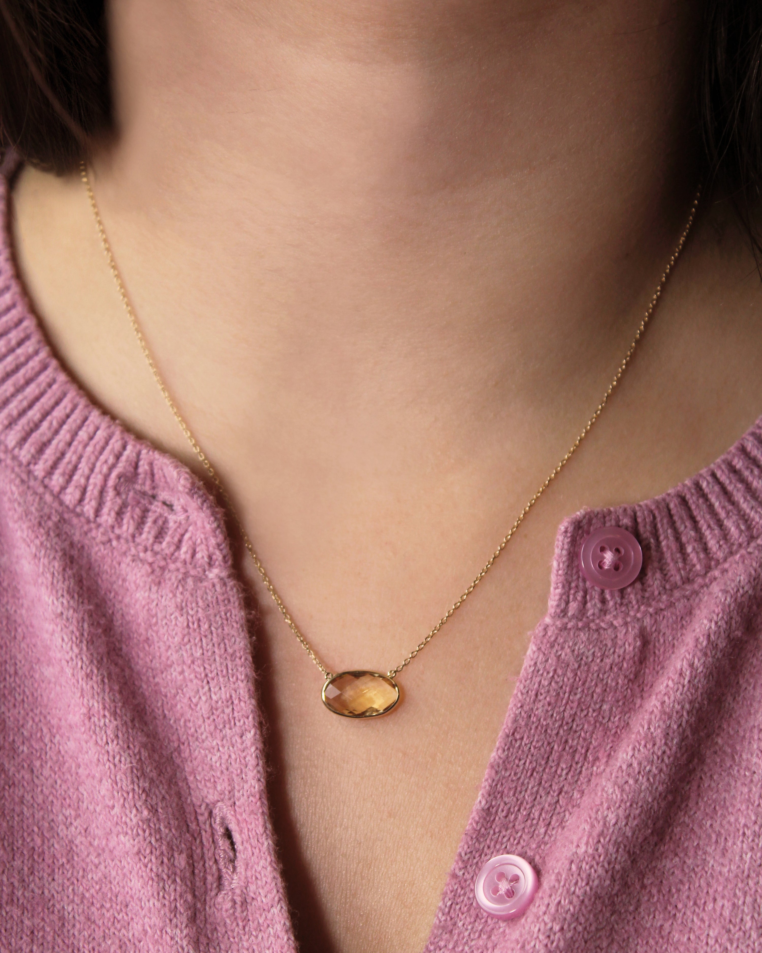 Faceted Oval Citrine Necklace