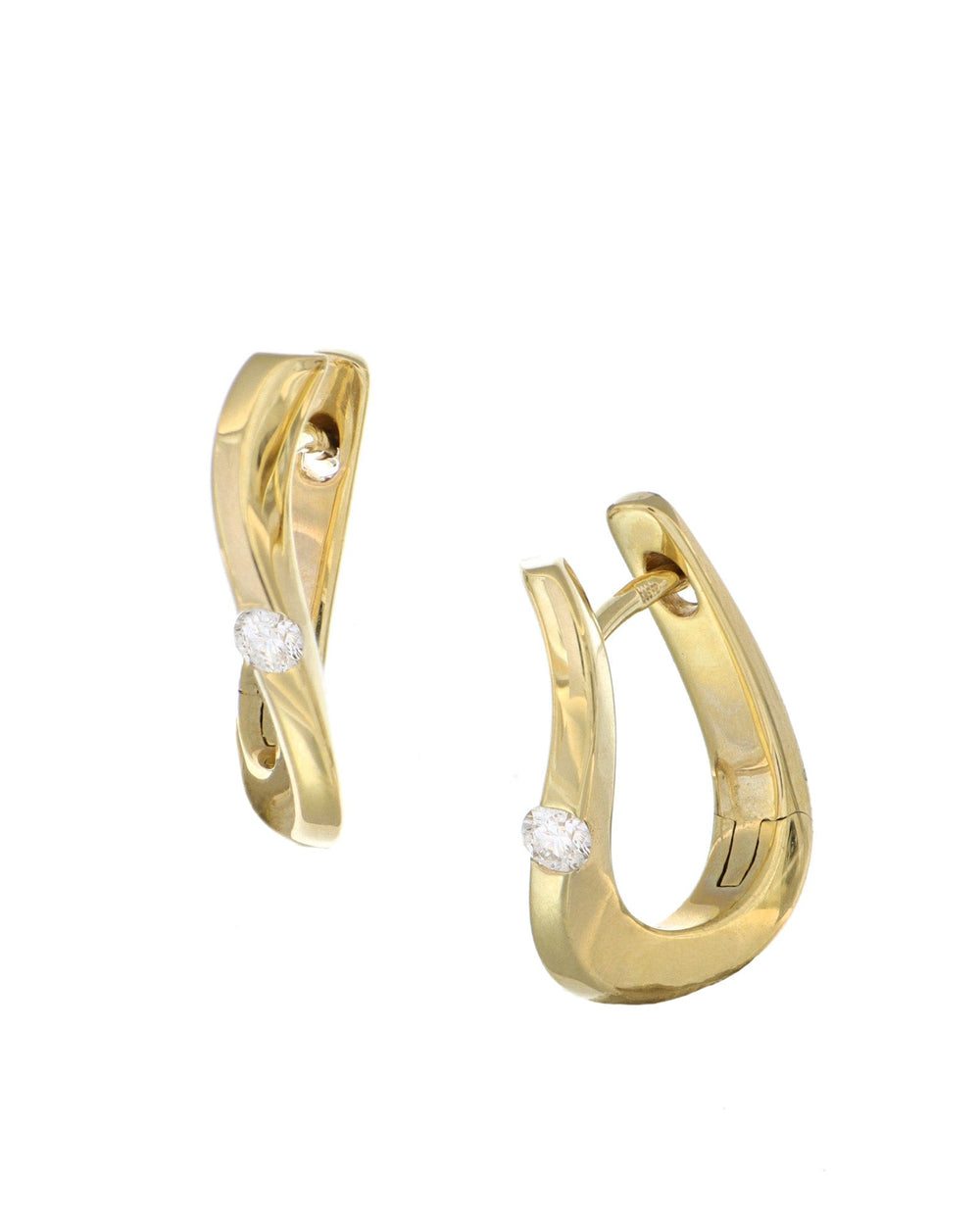 14Y wavy hoop earrings with diamonds