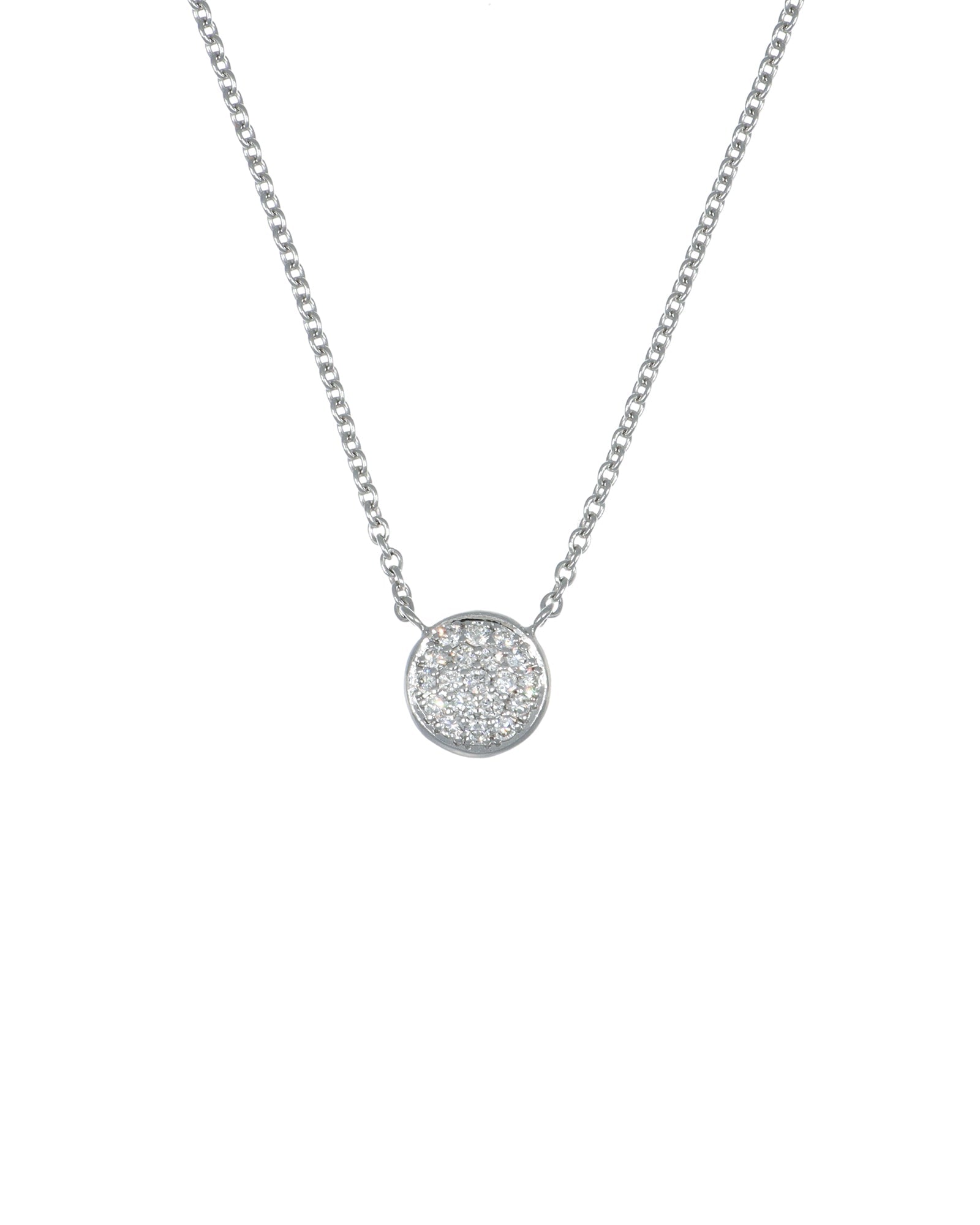 14kw pave diamond circle necklace