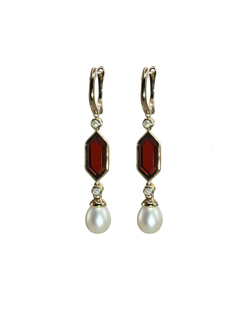 Garnet and Pearl Earrings