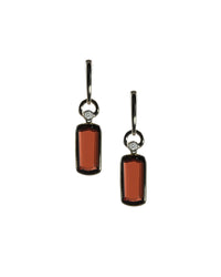 Rounded Rectangle Garnet Earrings